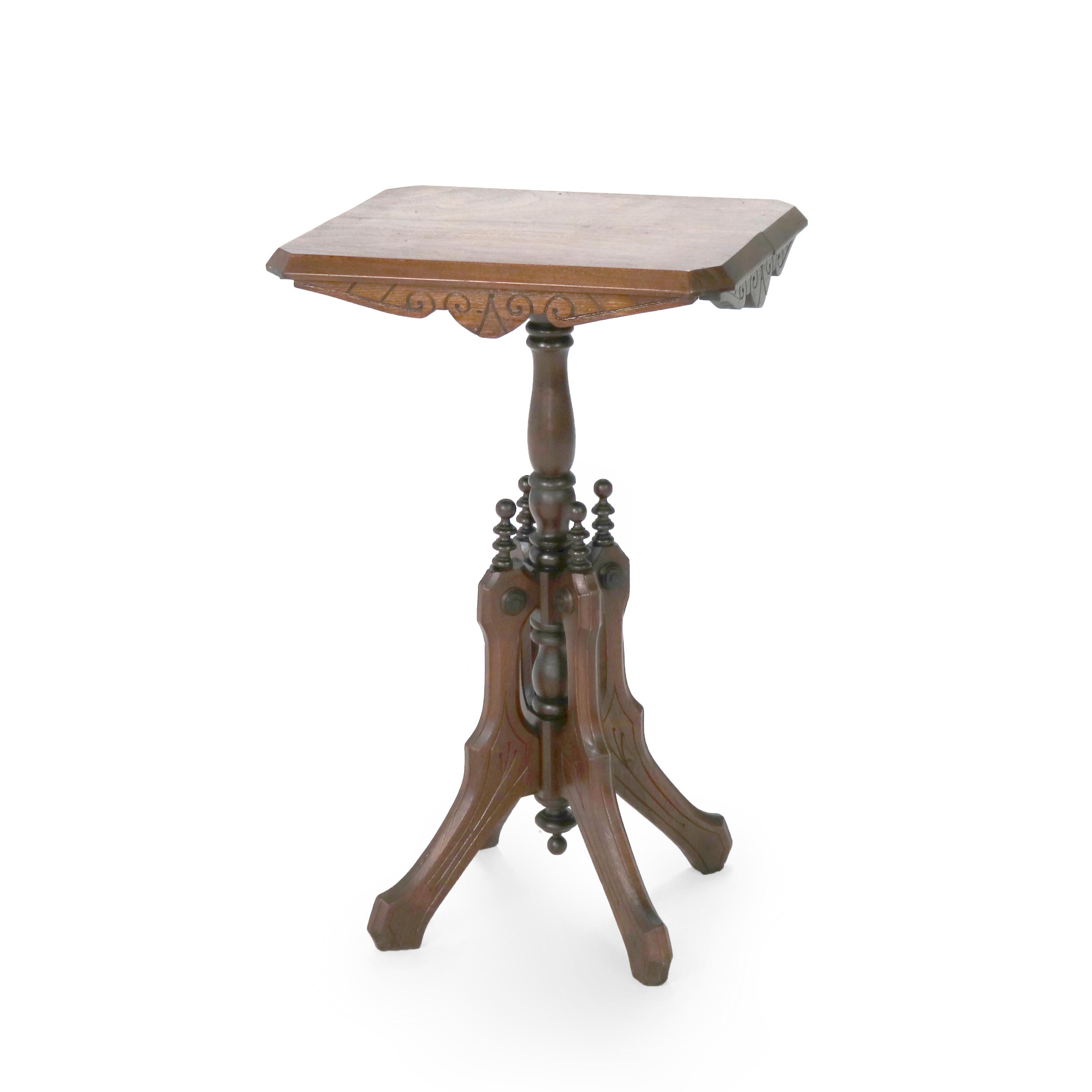 Antique Victorian Carved Mahogany Plant Stand C1890 In Good Condition For Sale In Big Flats, NY