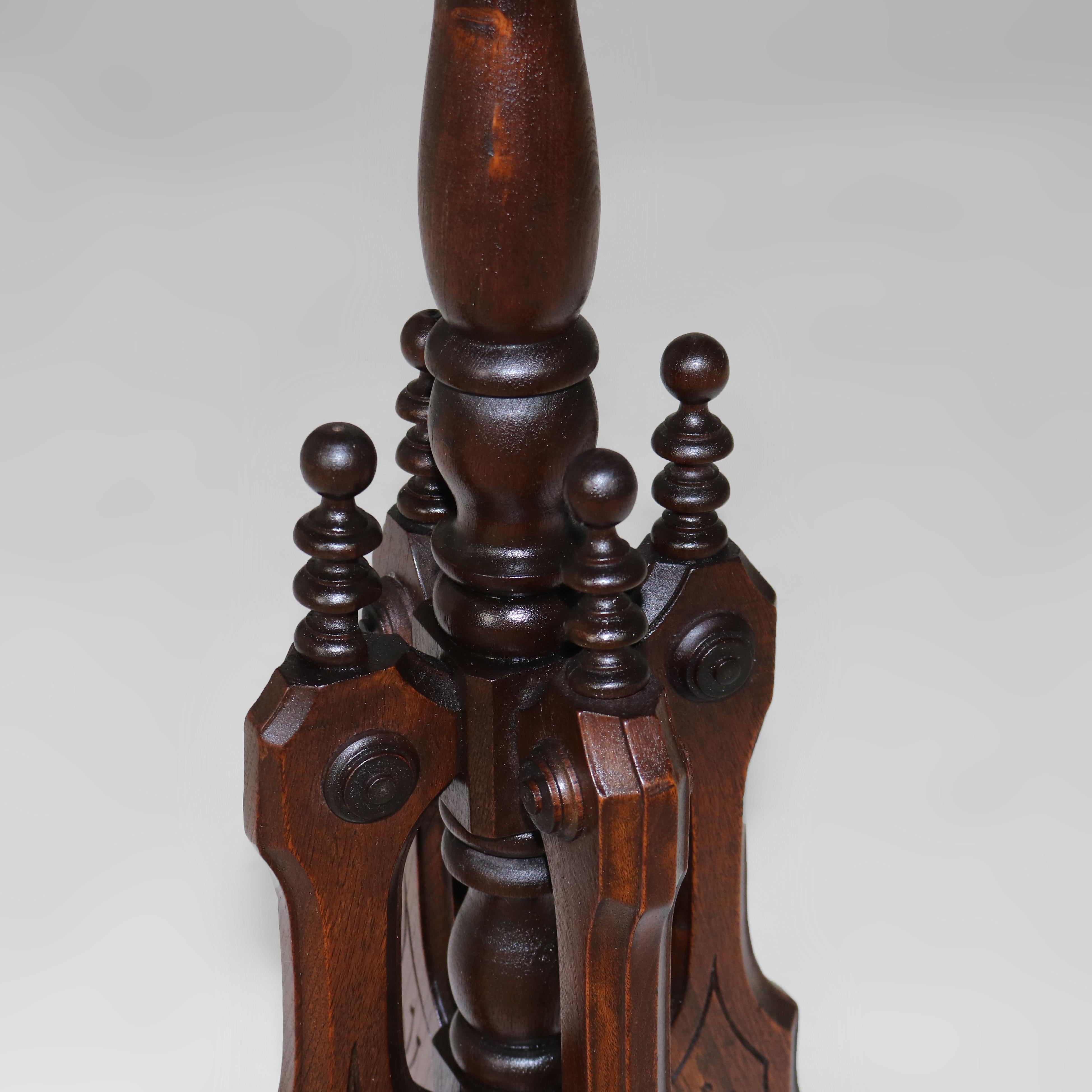 Antique Victorian Carved Mahogany Plant Stand C1890 For Sale 3