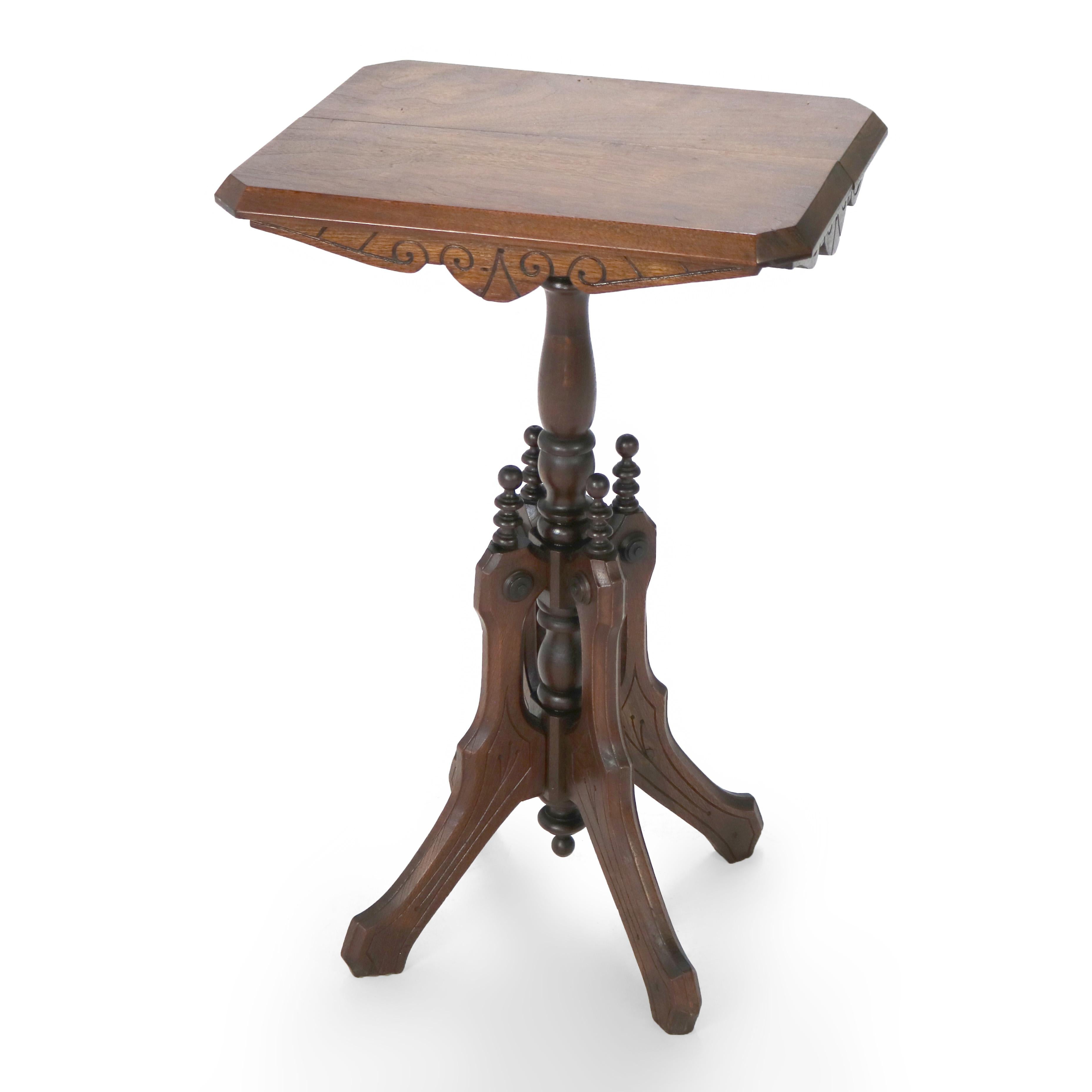 Antique Victorian Carved Mahogany Plant Stand C1890 For Sale
