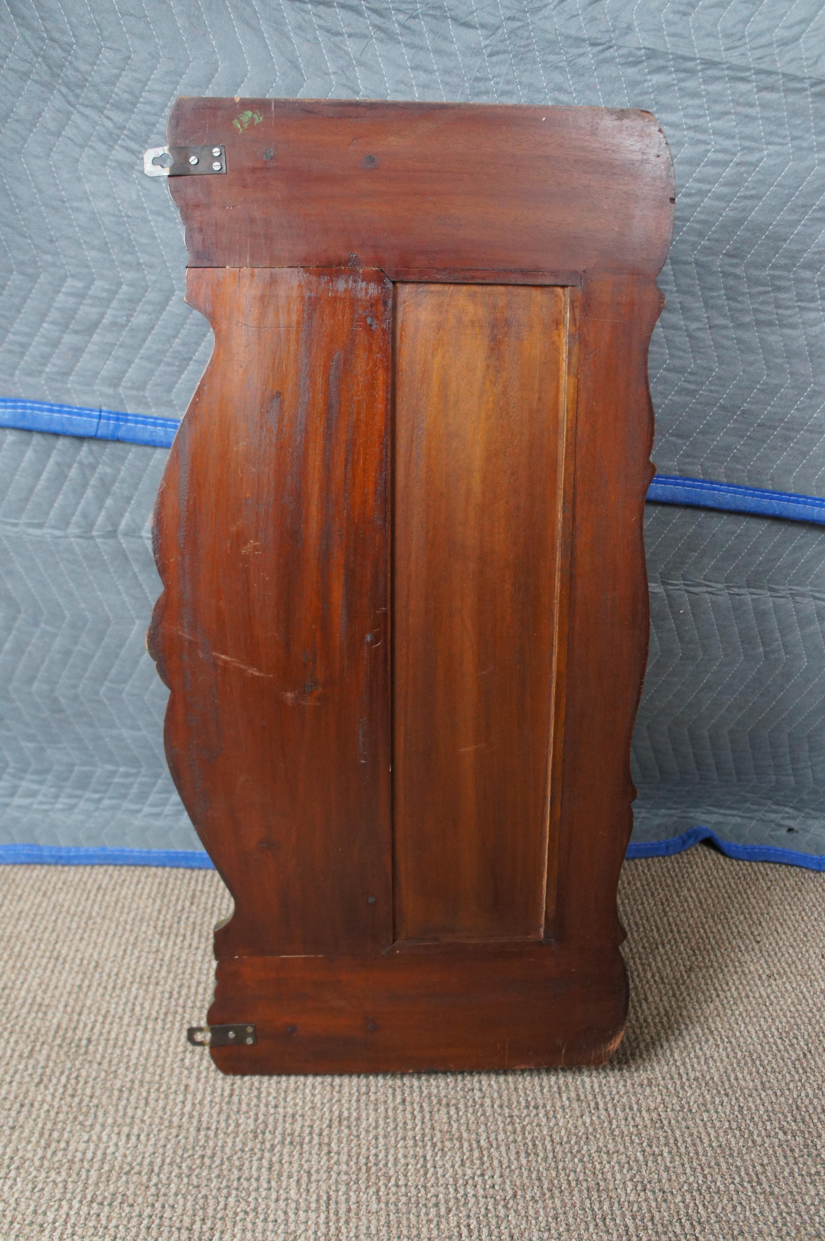 Antique Victorian Carved Mahogany Serpentine Wall Shelf Towel Holder Bar Rack 4