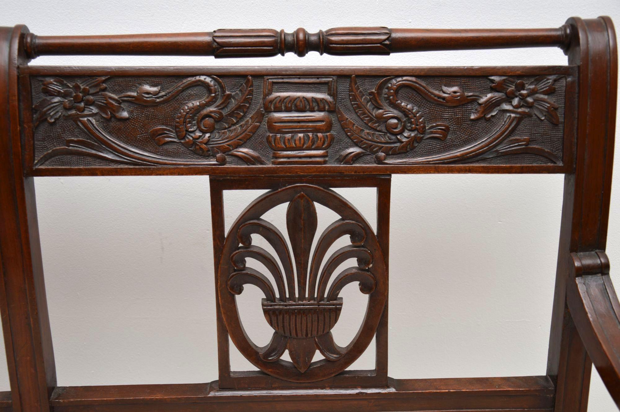 Antique Victorian Carved Mahogany Settee 3