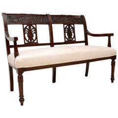 Antique Victorian Carved Mahogany Settee