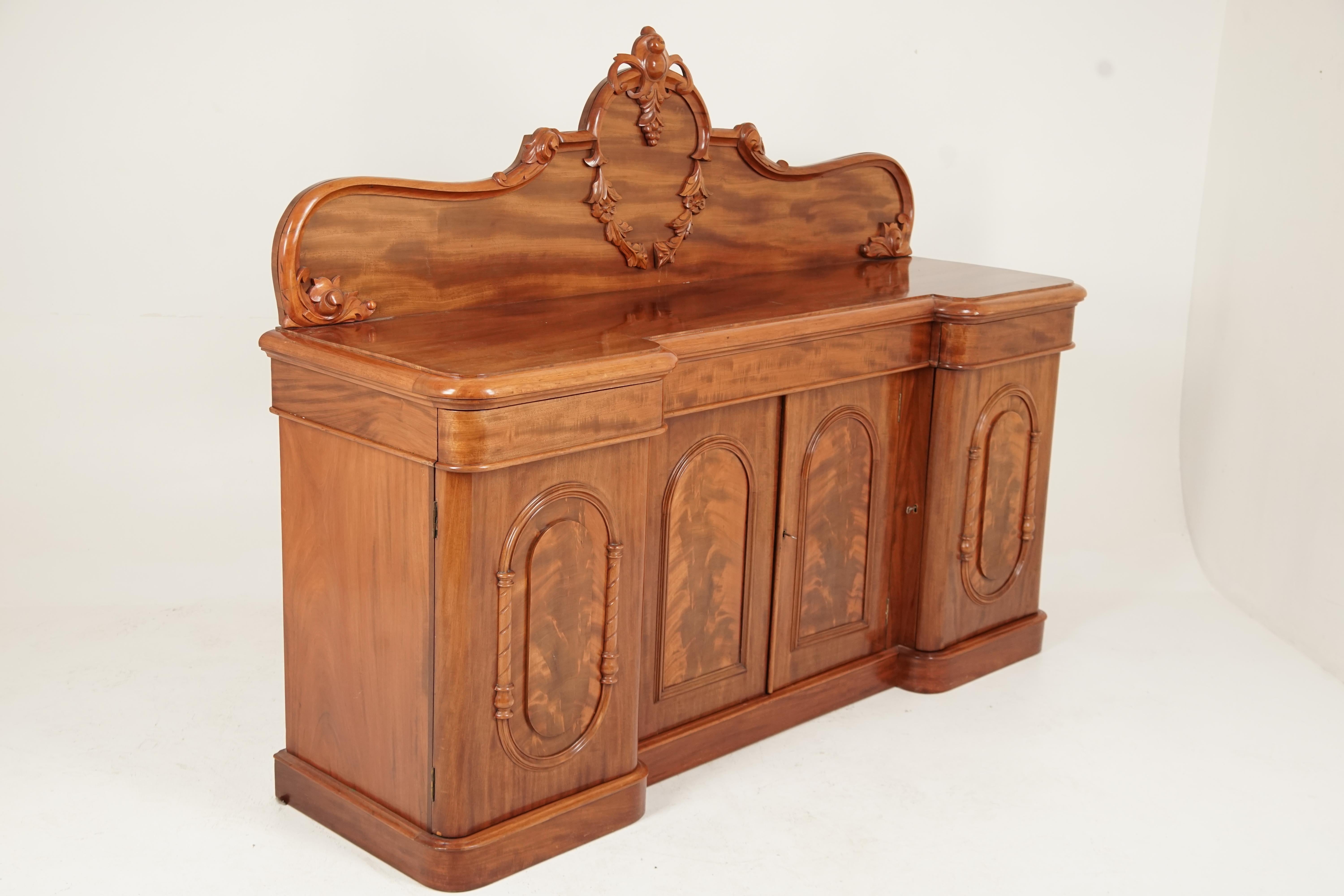Scottish Antique Victorian Carved Mahogany Sideboard, Buffet, Scotland, 1870, B2748