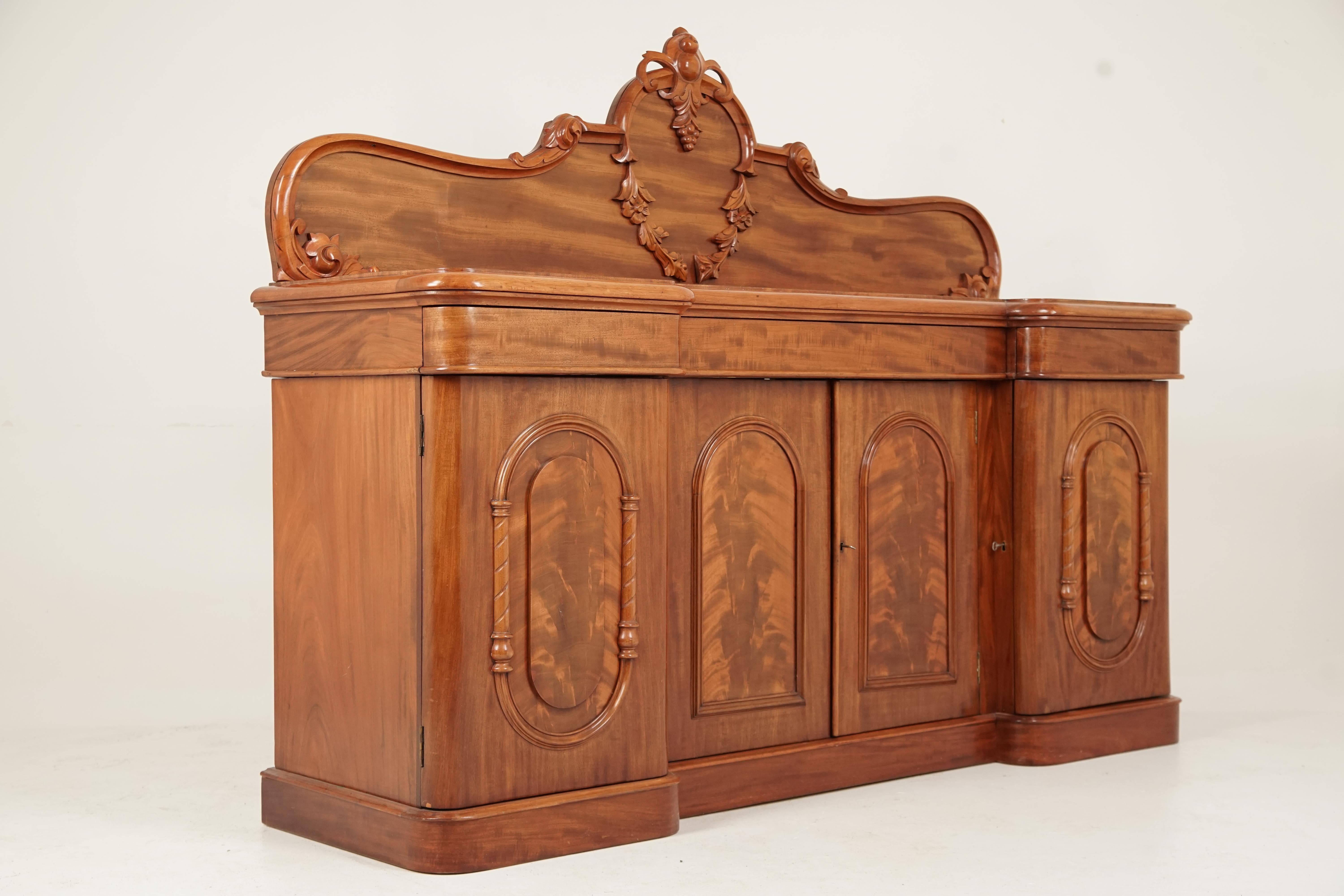 Antique Victorian Carved Mahogany Sideboard, Buffet, Scotland, 1870, B2748 In Good Condition In Vancouver, BC