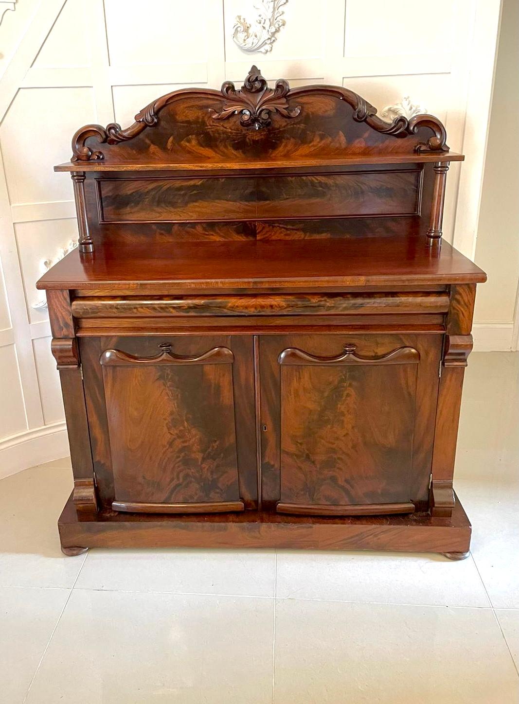 European Antique Victorian Carved Mahogany Sideboard