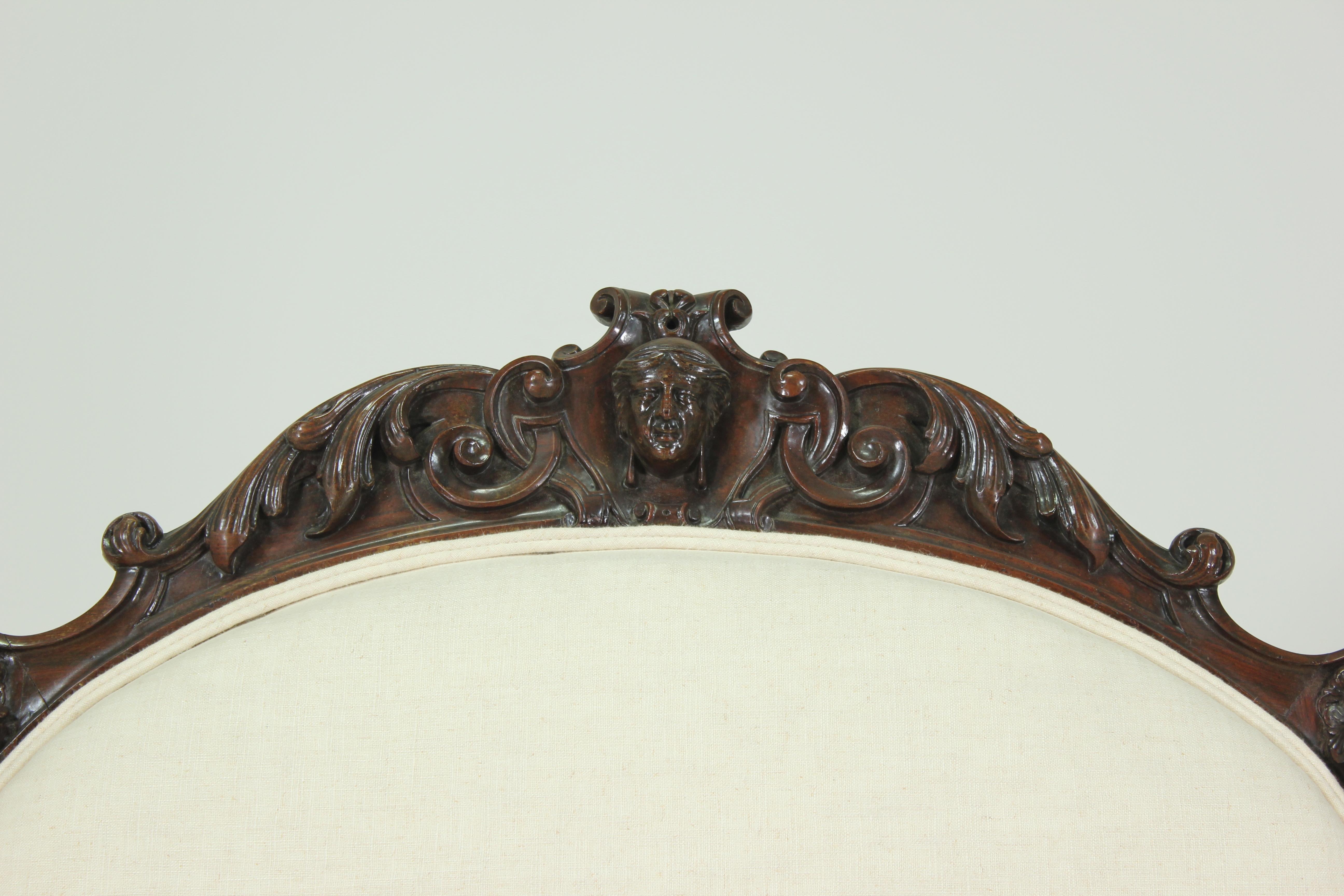 American Antique Victorian Carved Mahogany Sofa