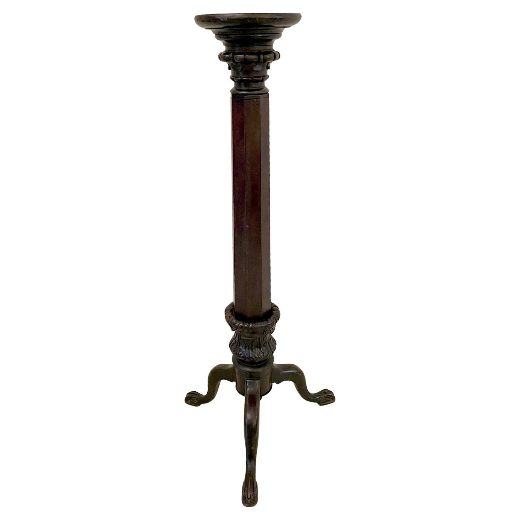 ​​Antique Victorian Carved Mahogany Torchere For Sale