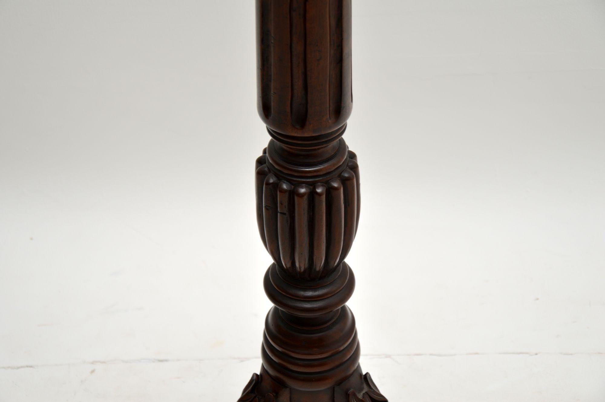 Wood Antique Victorian Carved Torchere Table For Sale