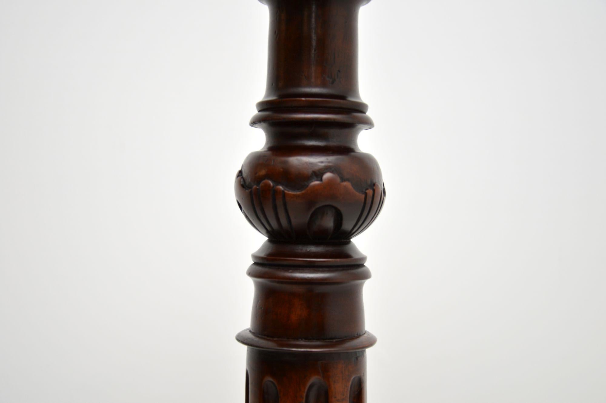Mid-19th Century Antique Victorian Carved Torchere Table For Sale