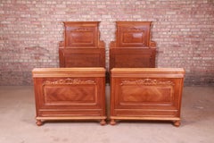 Antique Victorian Carved Mahogany Twin Beds, Pair