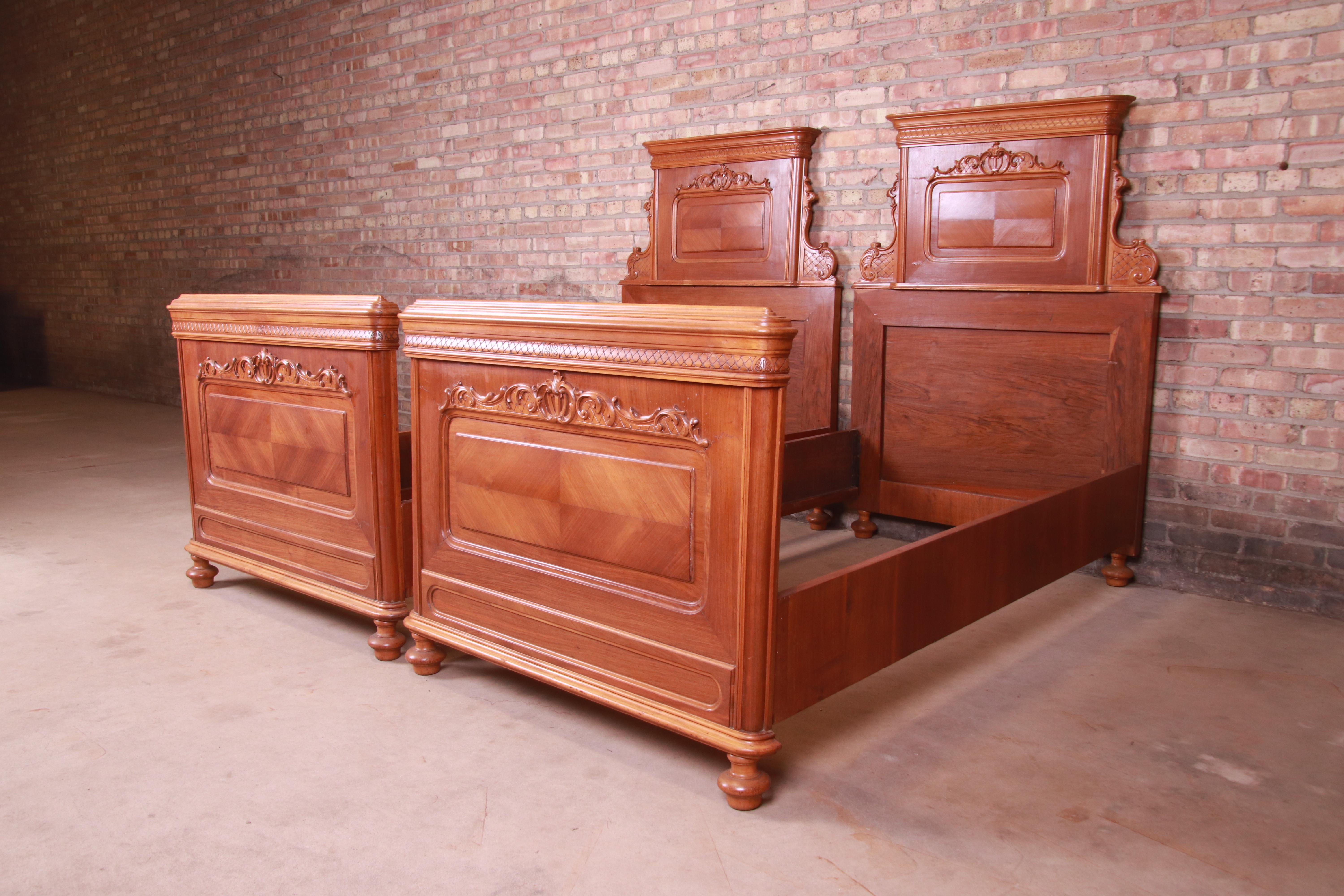 antique twin beds pair