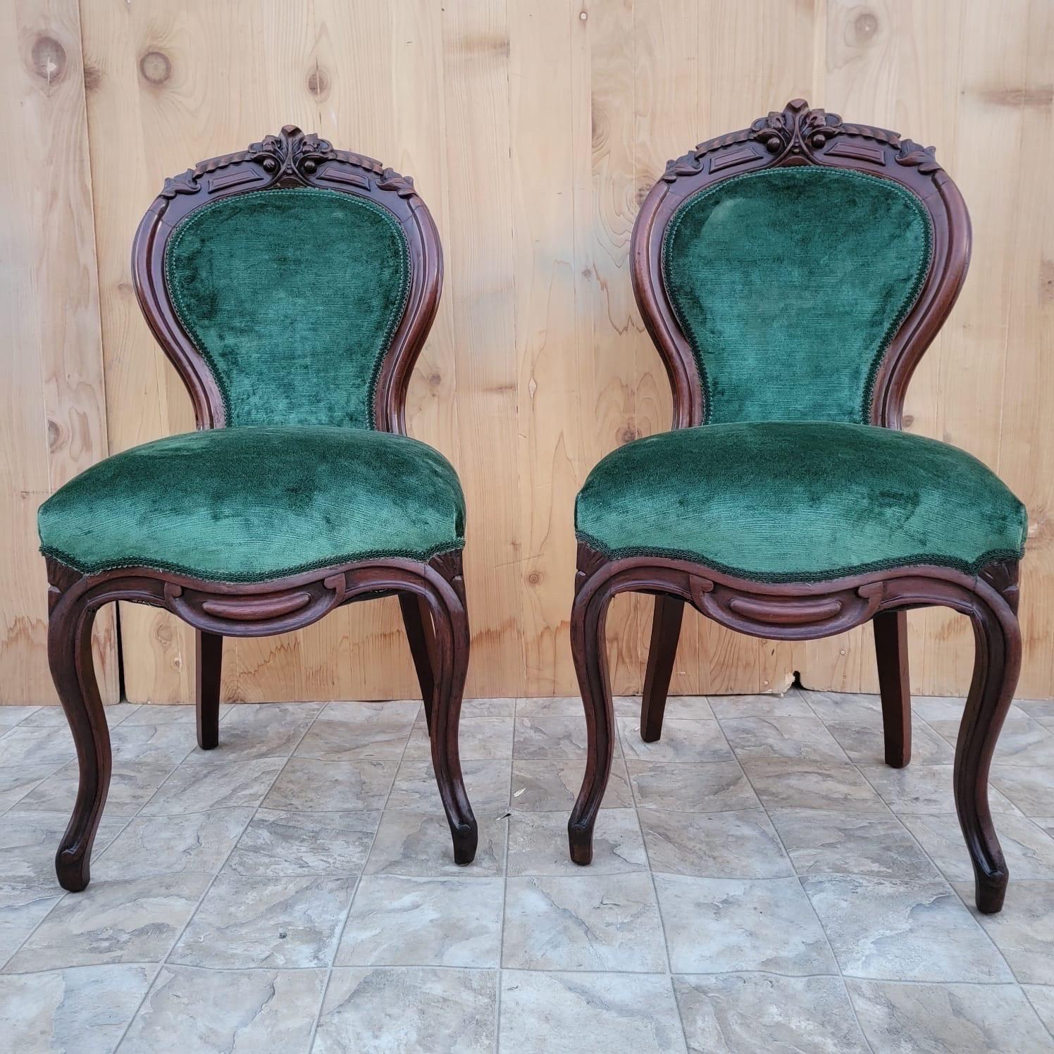 Antique Victorian Carved Medallion Back Sofa with 2 Side Chairs Parlor Set 4