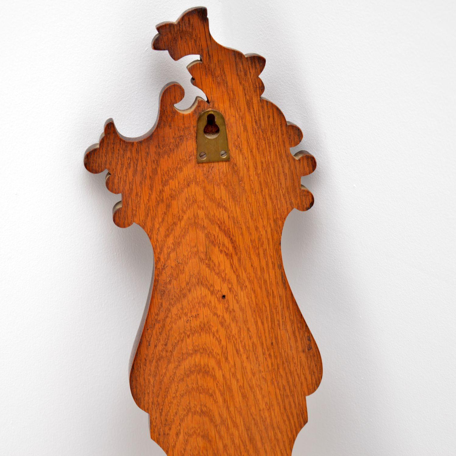 English Antique Victorian Carved Oak Banjo Barometer by Maple & Co For Sale