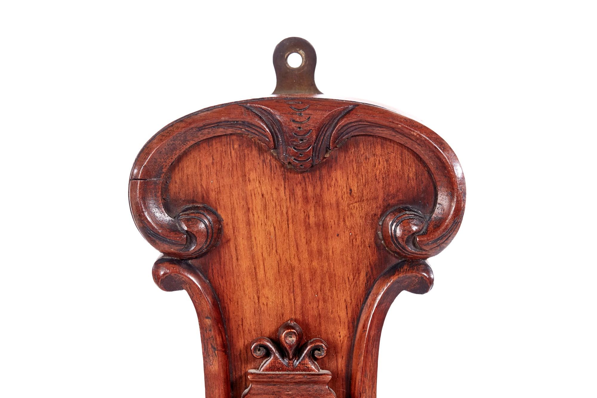 Antique Victorian Carved Oak Banjo Barometer For Sale 5