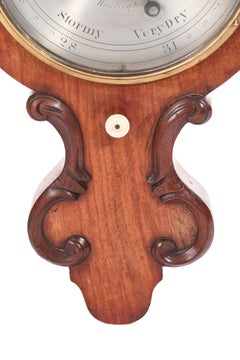 Antique Victorian Carved Oak Banjo Barometer