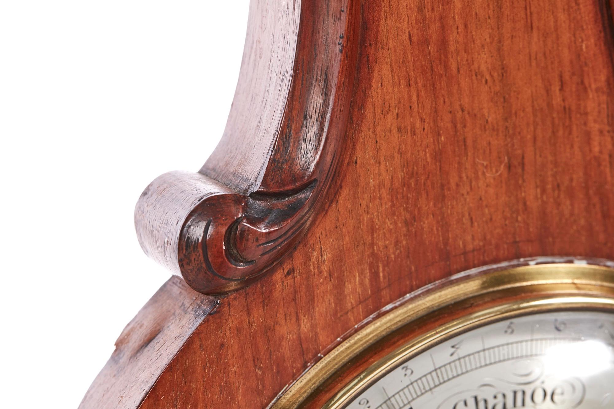 Antique Victorian Carved Oak Banjo Barometer For Sale 1
