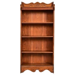 Antique Victorian Carved Oak Bookcase, Circa 1900