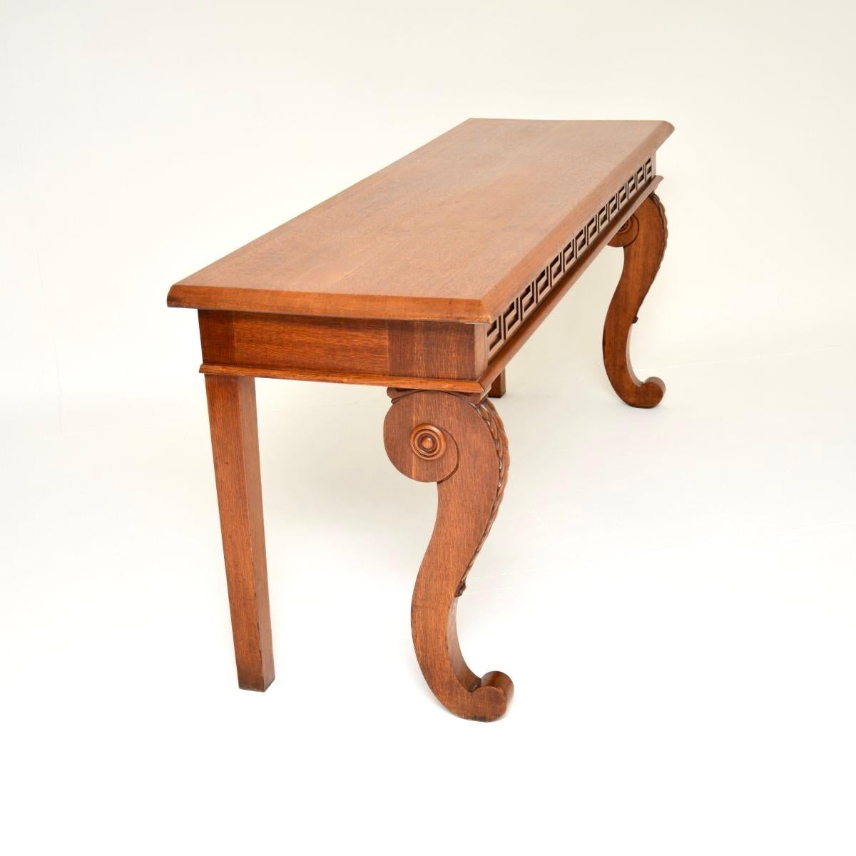 Empire Antique Victorian Carved Oak Console Table For Sale