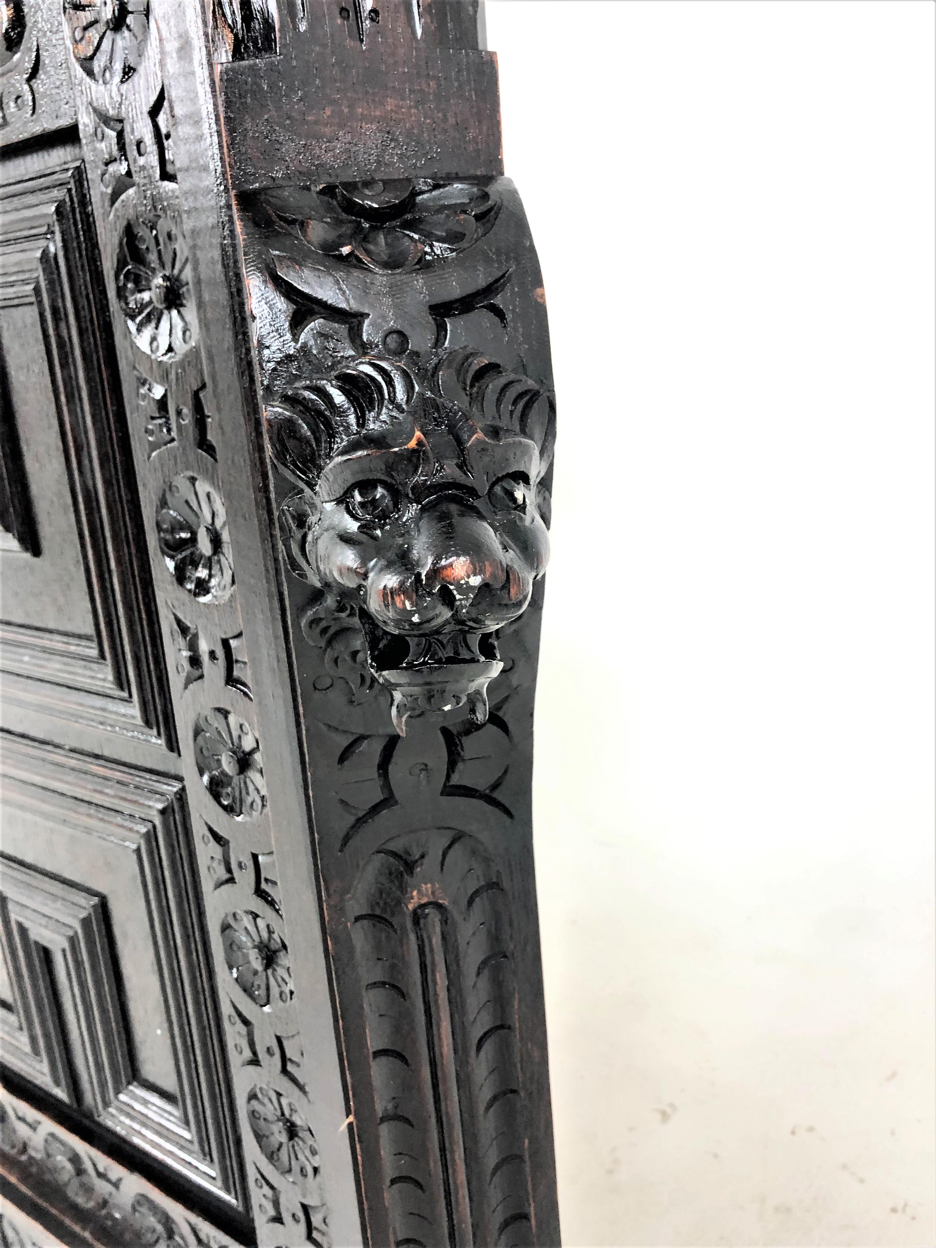Antique Victorian Carved Oak Corner Cabinet 