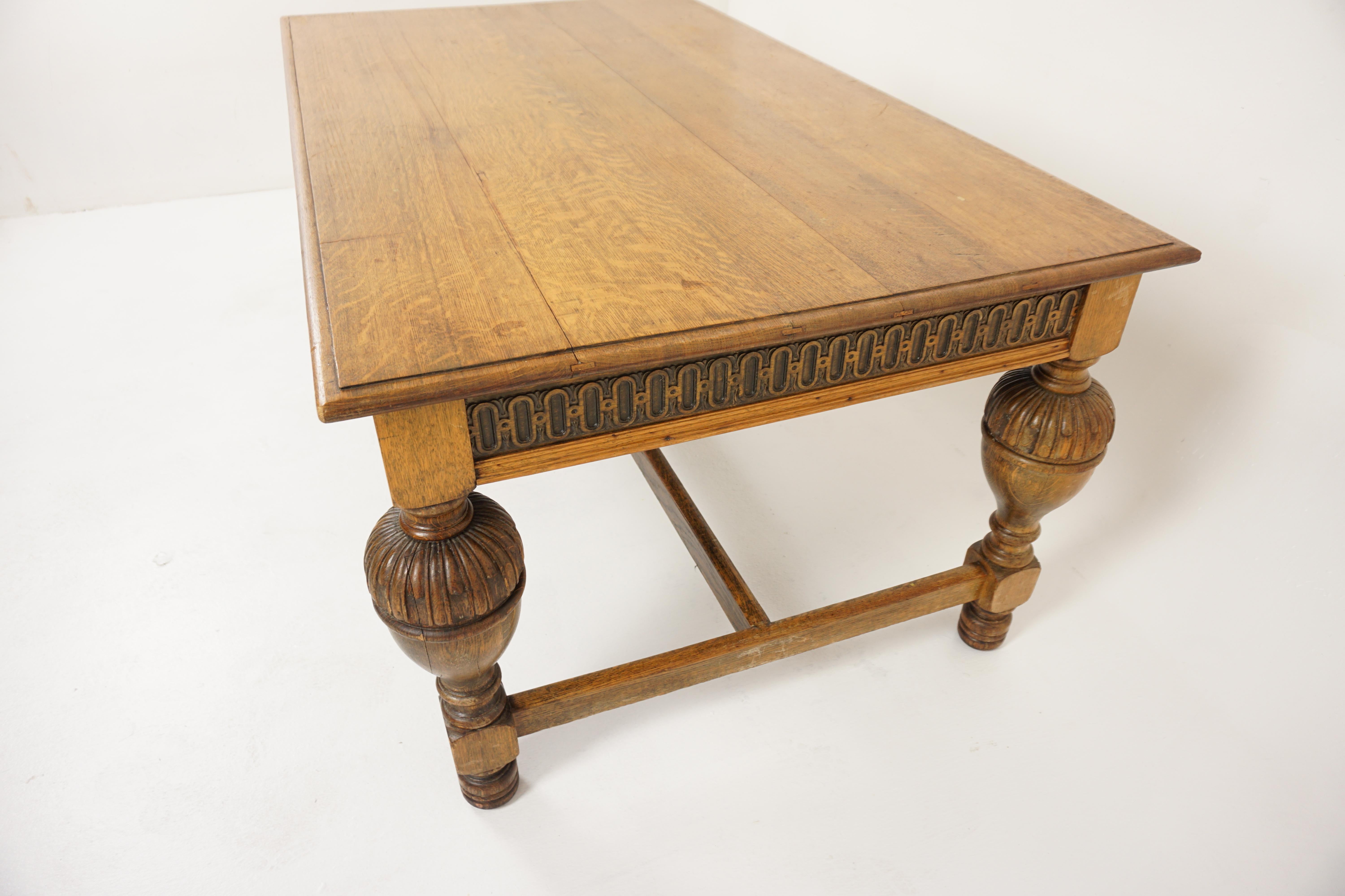 Antique Victorian Carved Oak Desk, Writing Table, Library, Scotland 1890, H984 1