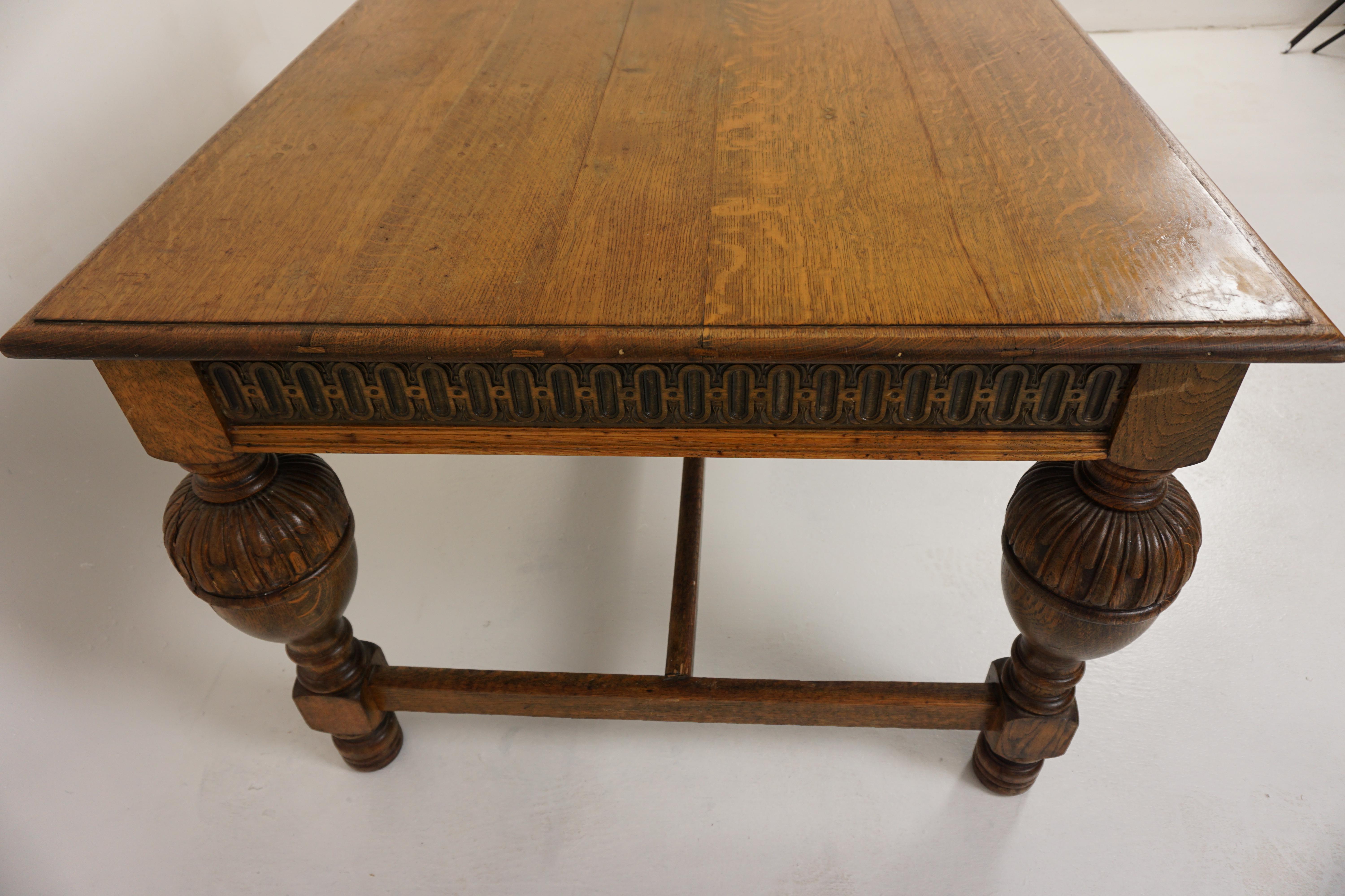 Antique Victorian Carved Oak Desk, Writing Table, Library, Scotland 1890, H984 3