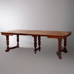 Antique Victorian Carved Oak Extension Dining Table, Four Leaves, circa 1900