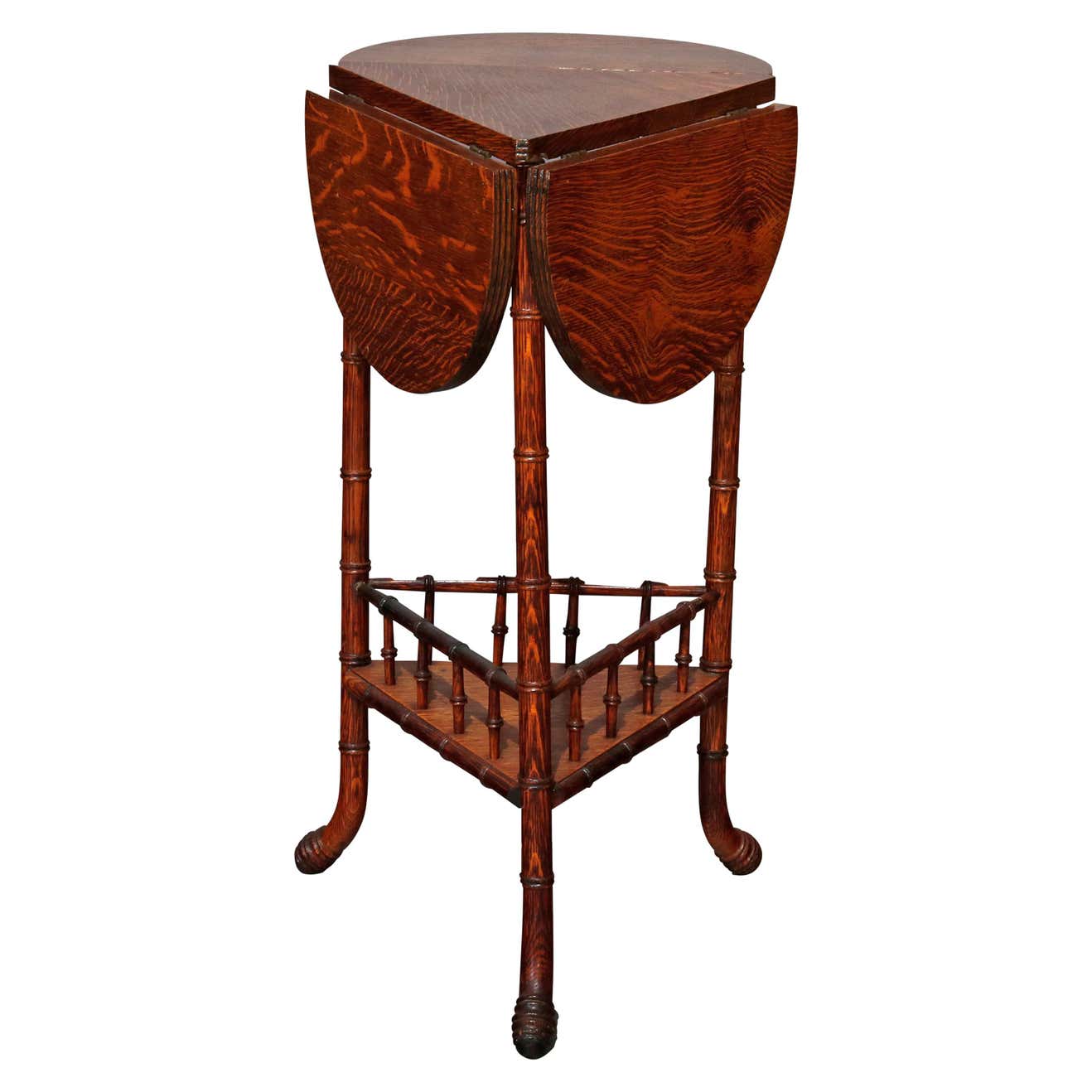 Antique Victorian Carved Oak Faux Bamboo Drop Leaf Side Triangular ...