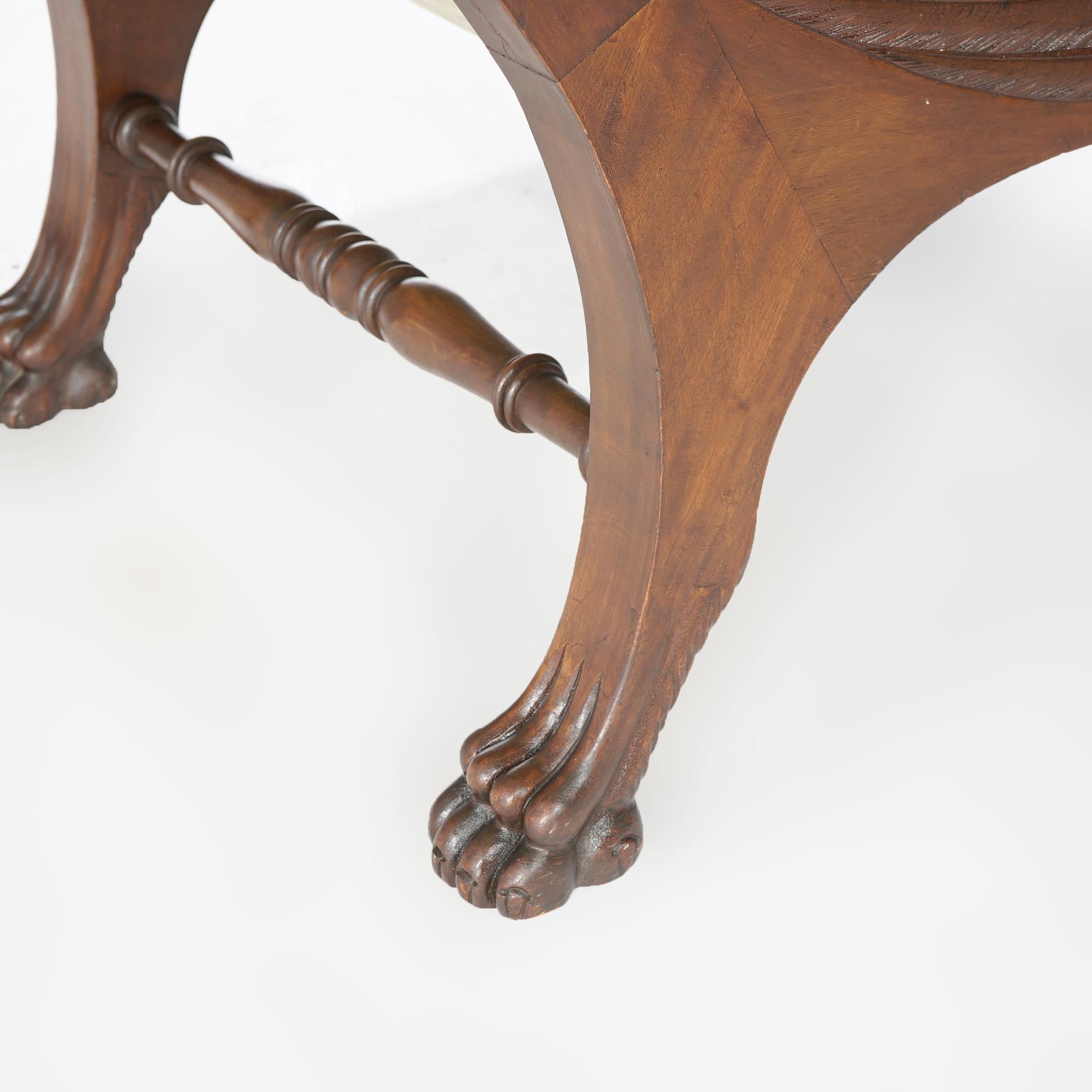 Antique Victorian Carved Mahogany Figural Winged Griffin Lolling Chair, c1900 6