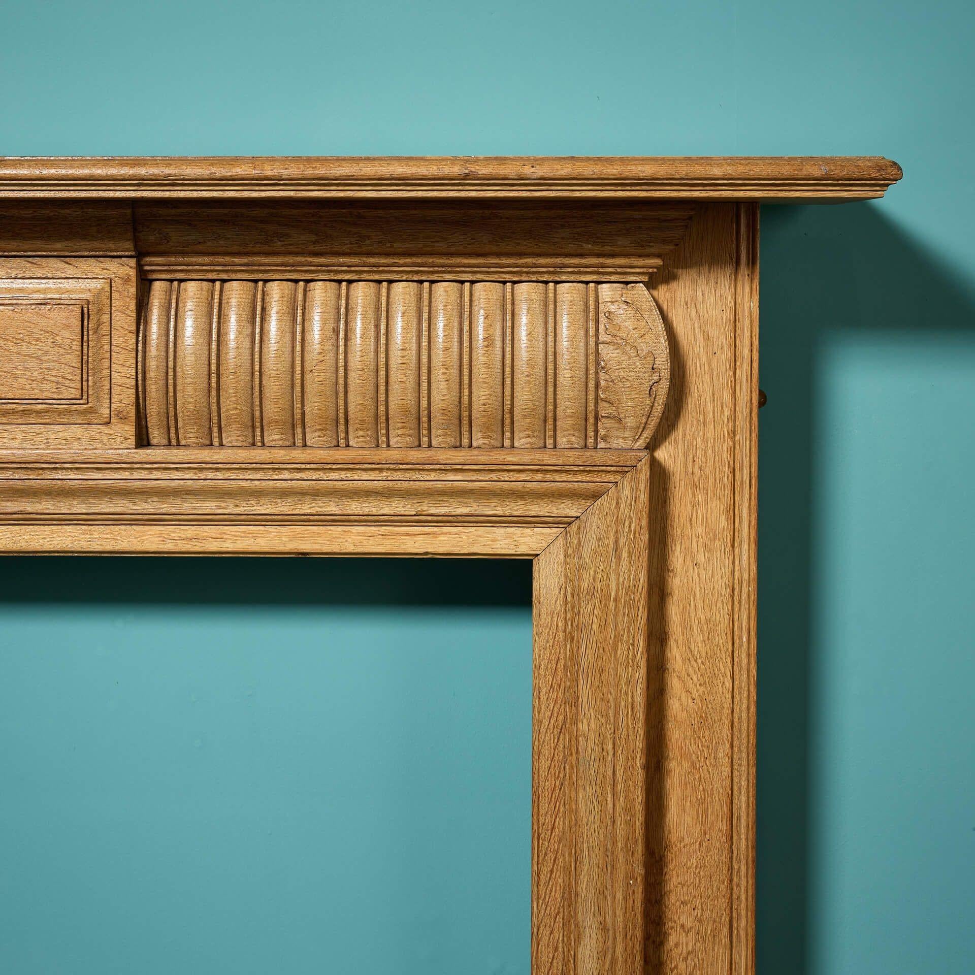 Edwardian Antique Victorian Carved Oak Fire Surround For Sale