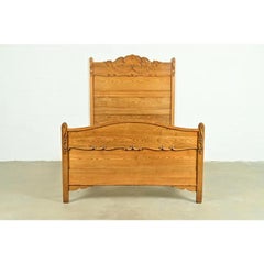 Antique Victorian Carved Oak Full Size Bed, Circa 1890s
