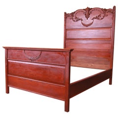 Antique Victorian Carved Oak Full Size Bed, circa 1900