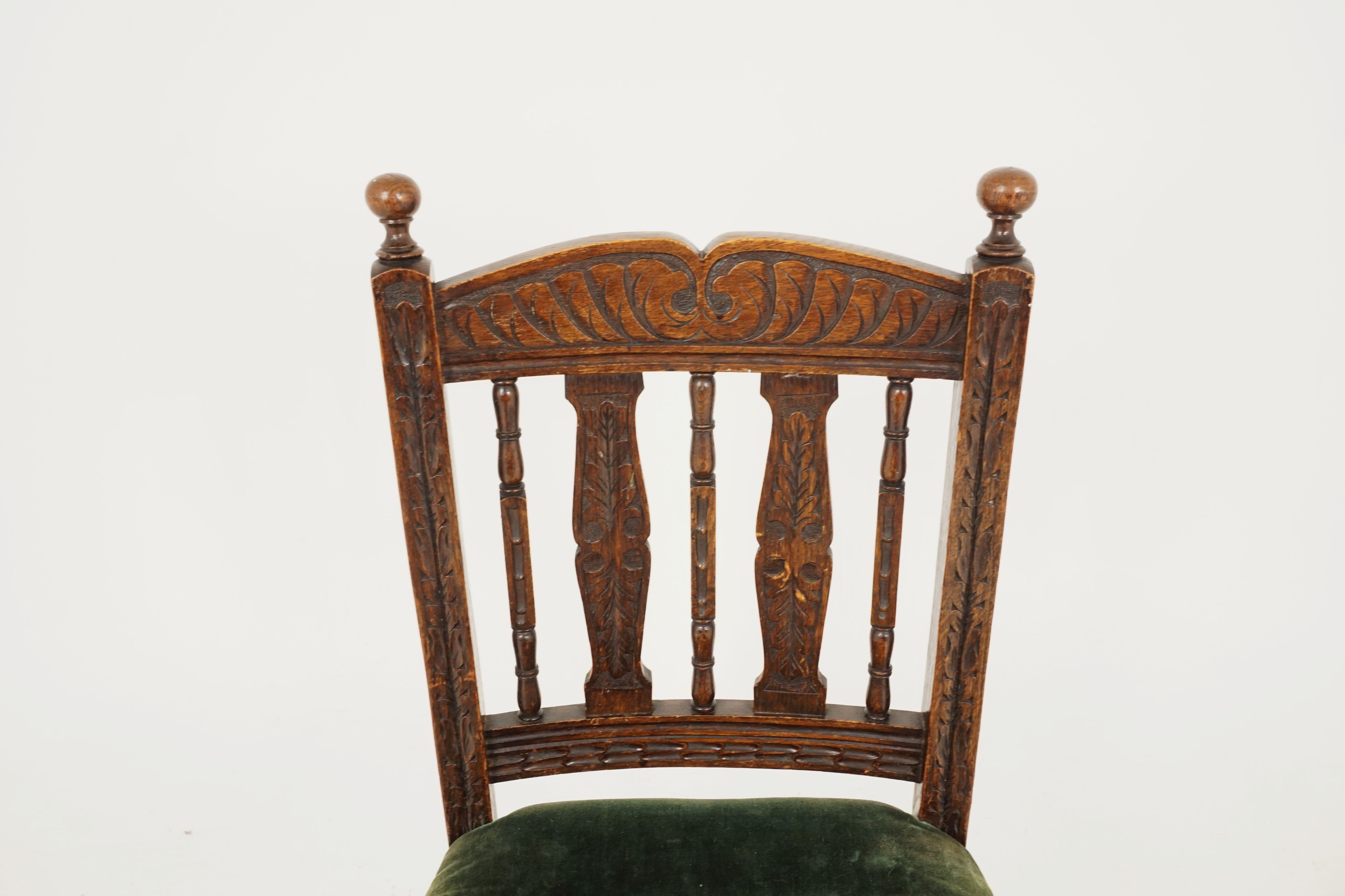 Hand-Crafted Antique Victorian Carved Oak Hall Chair Desk Chair, Scotland 1890, B2486