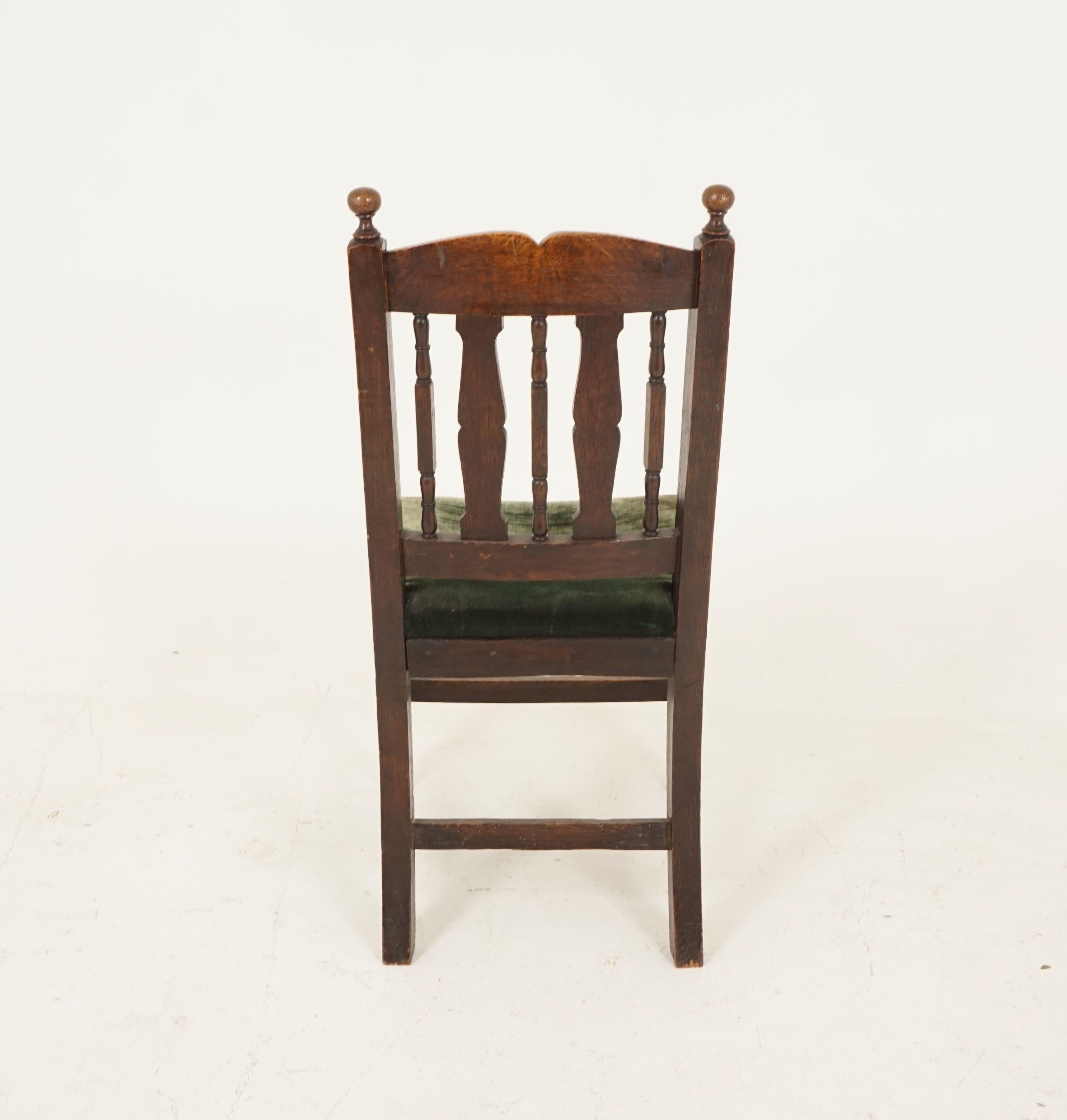 Antique Victorian Carved Oak Hall Chair Desk Chair, Scotland 1890, B2486 2