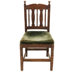 Antique Victorian Carved Oak Hall Chair Desk Chair, Scotland 1890, B2486 Antique Victorian Carved Oak Hall Chair Desk Chair, Scotland 1890, B2486