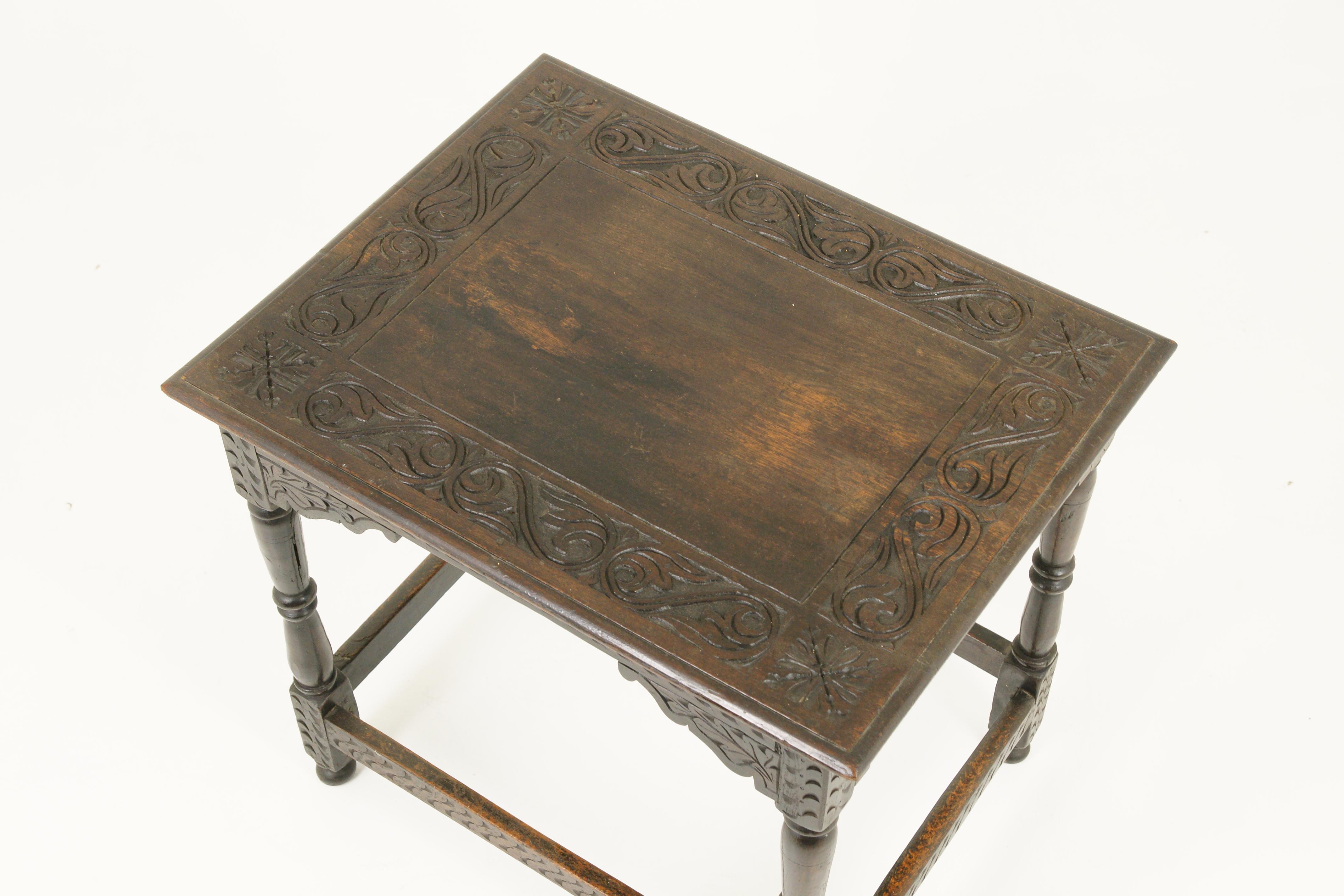 Late 19th Century Antique Victorian Carved Oak Hall Table, Scotland 1890, Antique Furniture B1753