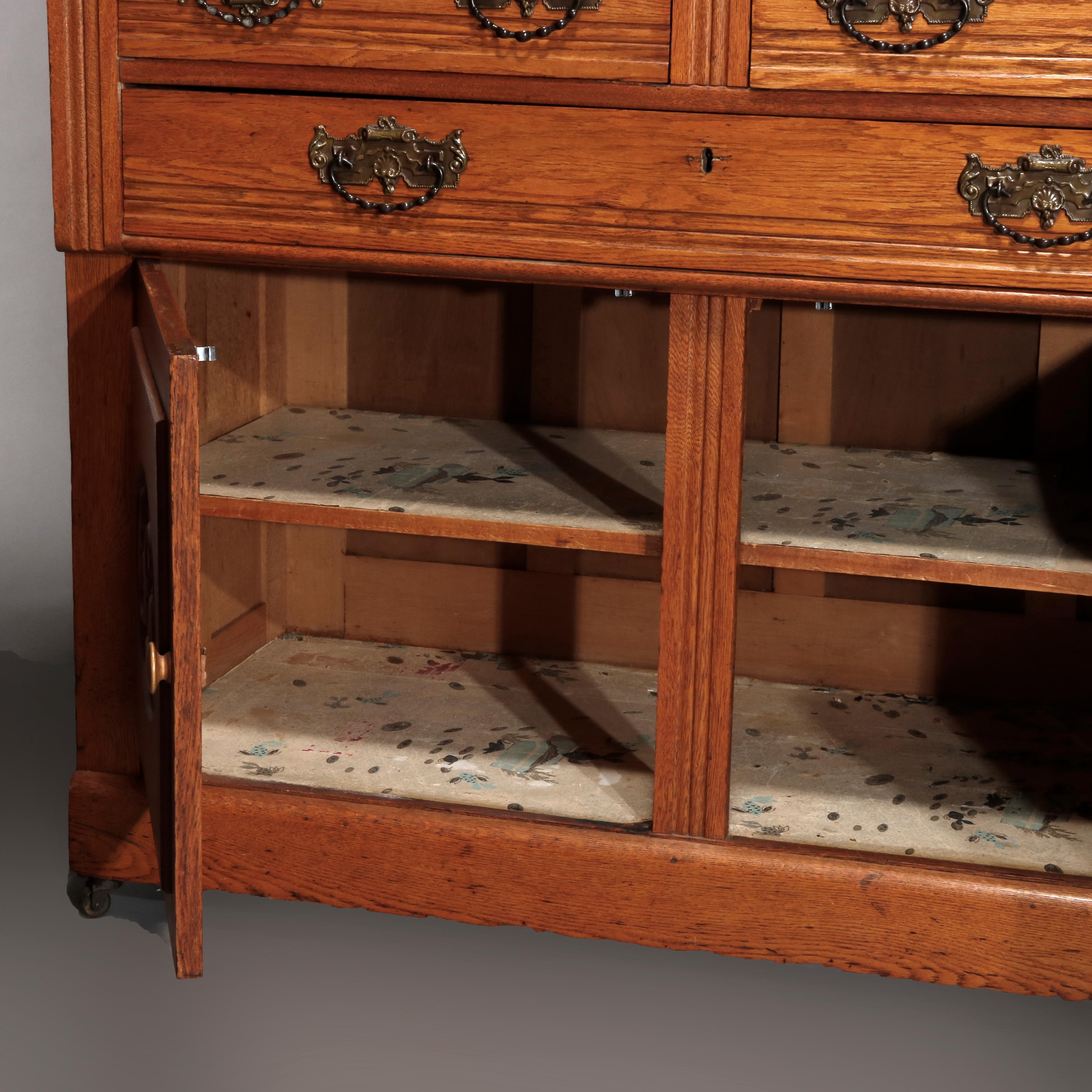 Antique Victorian Carved Oak Mirrored Sideboard, circa 1890 13