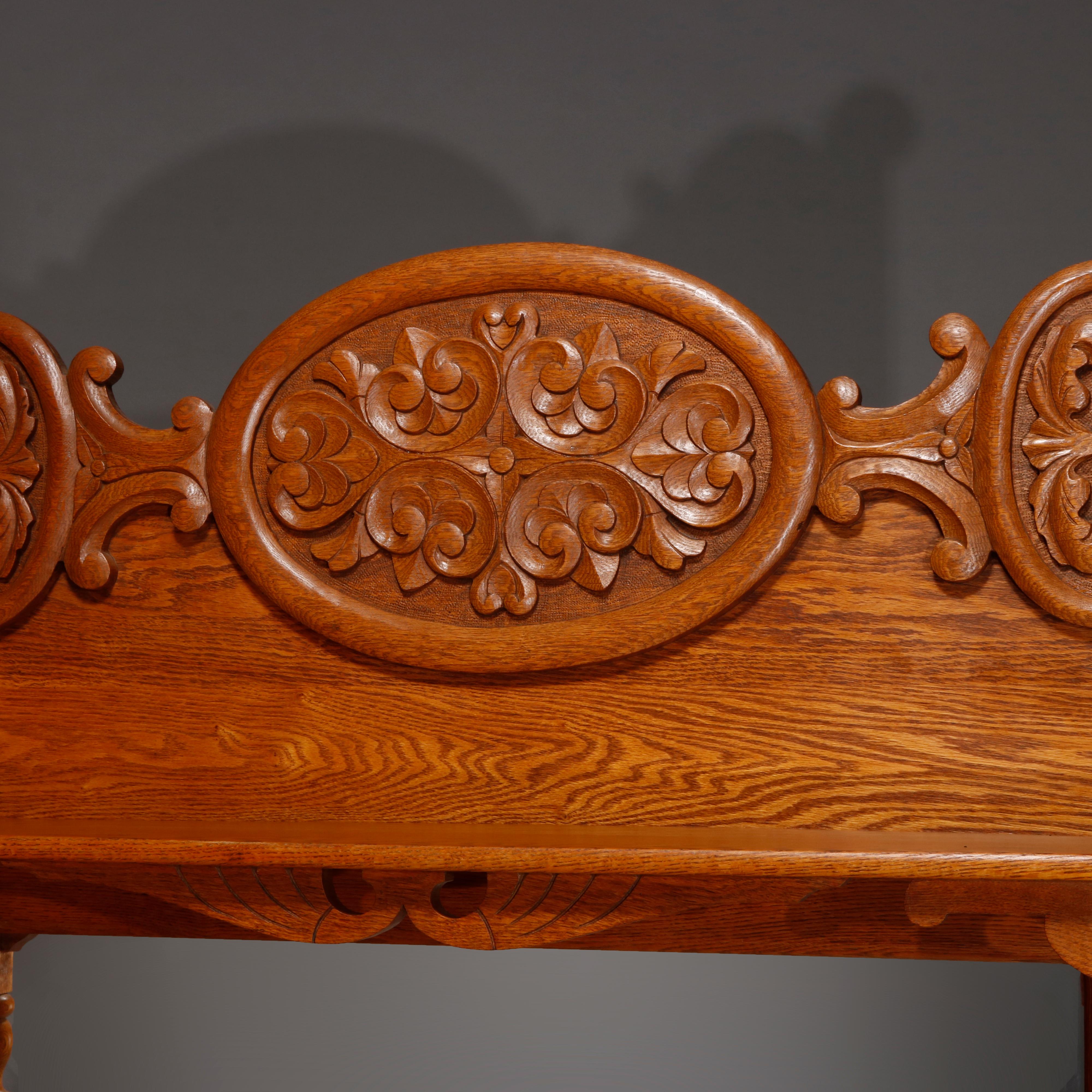 Antique Victorian Carved Oak Mirrored Sideboard, circa 1890 1