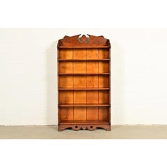 Antique Victorian Carved Oak Open Bookcase, Circa 1900