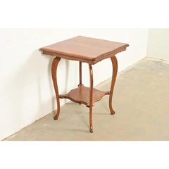 Antique Victorian Carved Oak Parlor Table or Side Table, Circa 1900