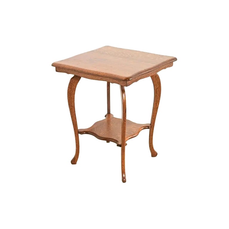 Antique Victorian Carved Oak Parlor Table or Side Table, Circa 1900