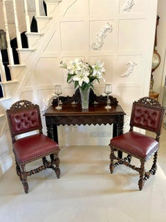 Antique Victorian Carved Oak Side Table