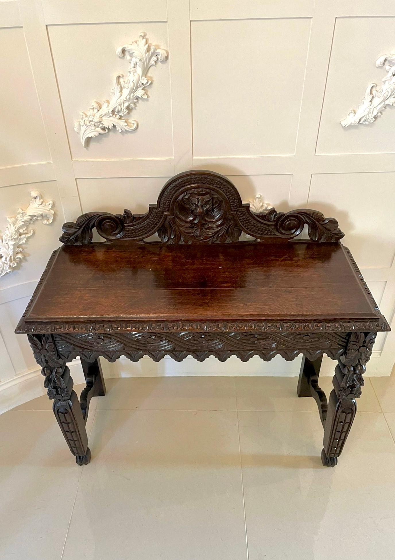 Antique Victorian Carved Oak Side Table In Good Condition For Sale In Suffolk, GB