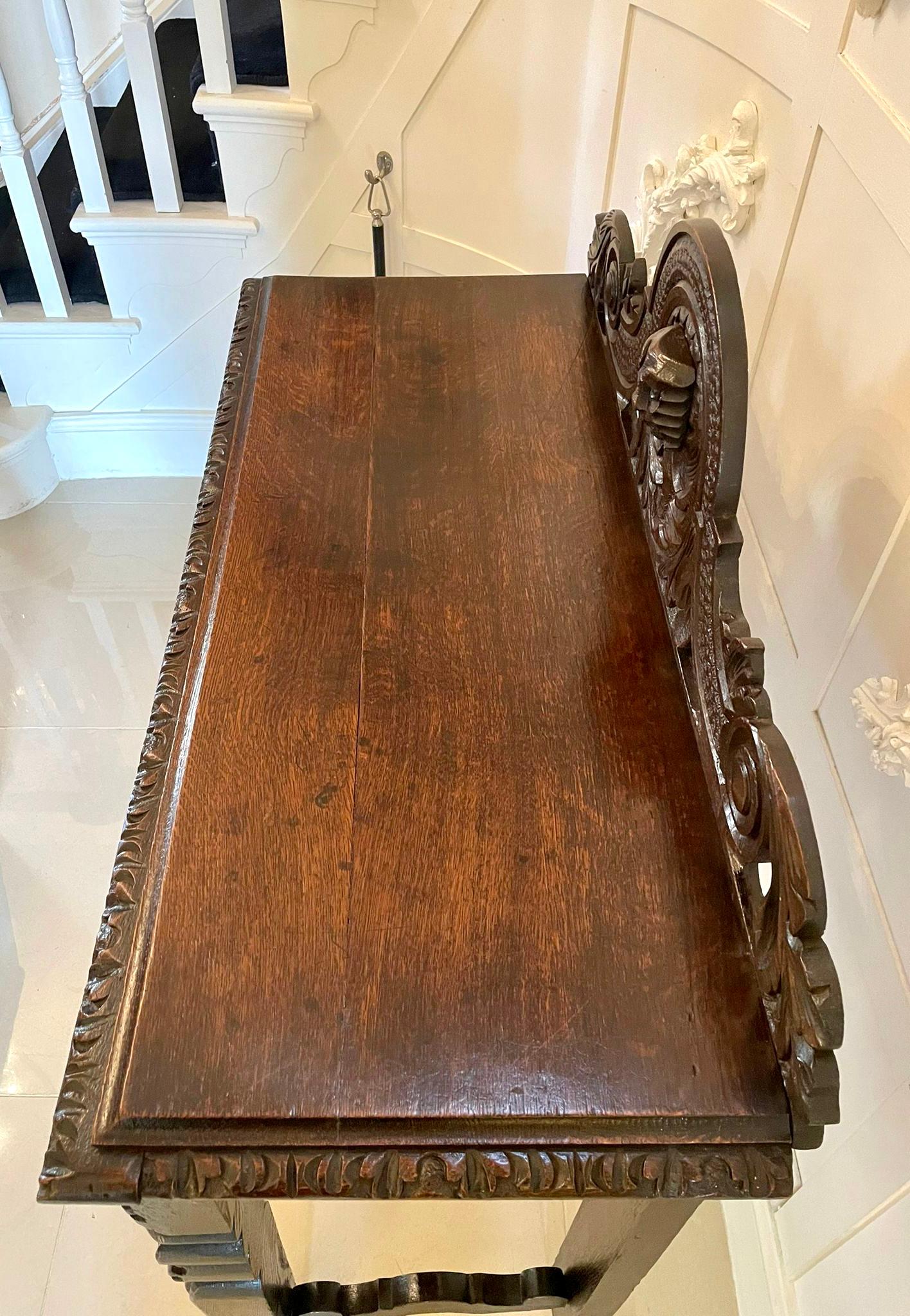 Antique Victorian Carved Oak Side Table For Sale 2