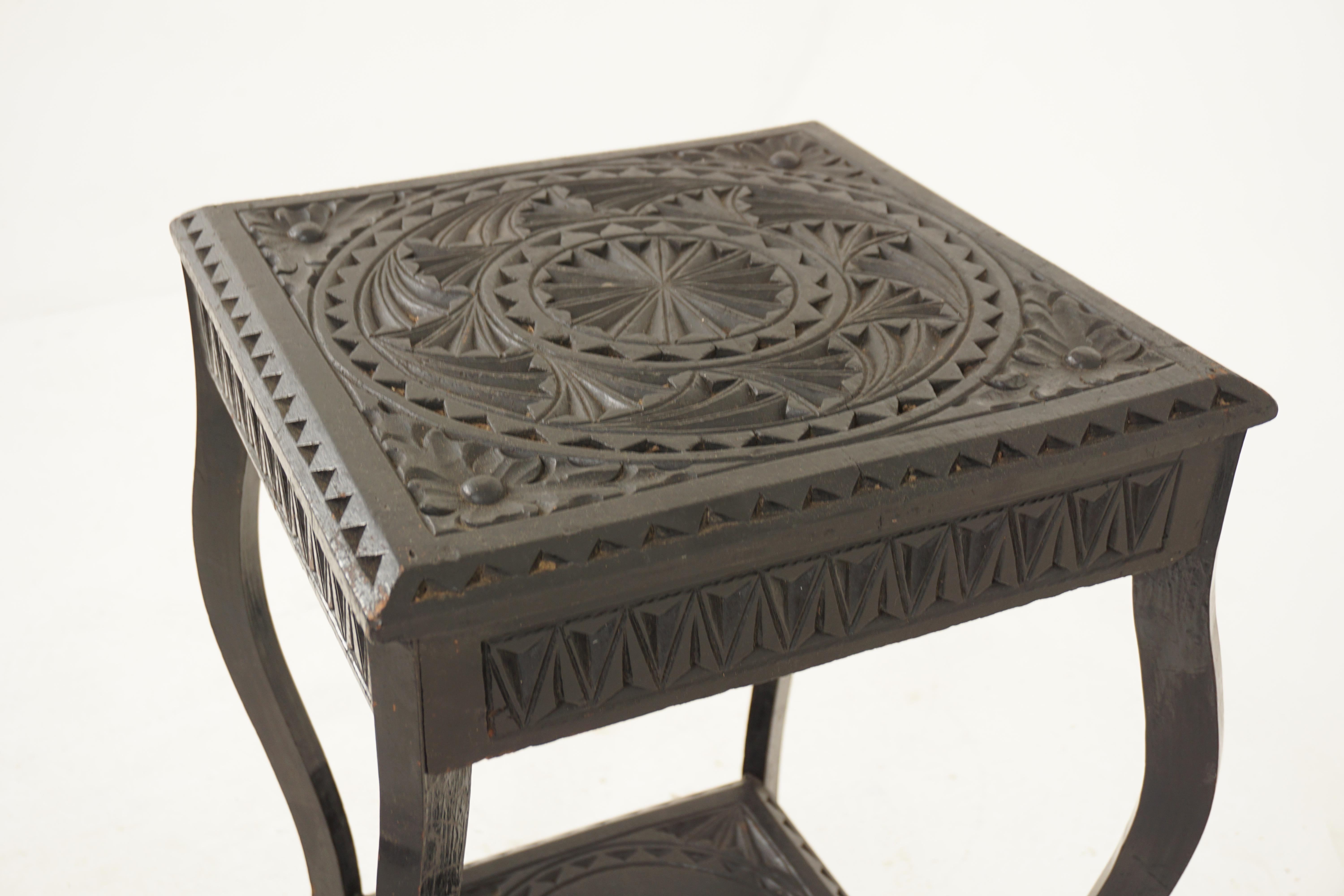 Antique Victorian Carved Oak Side Table, Hall Table, Scotland 1890, H787 1