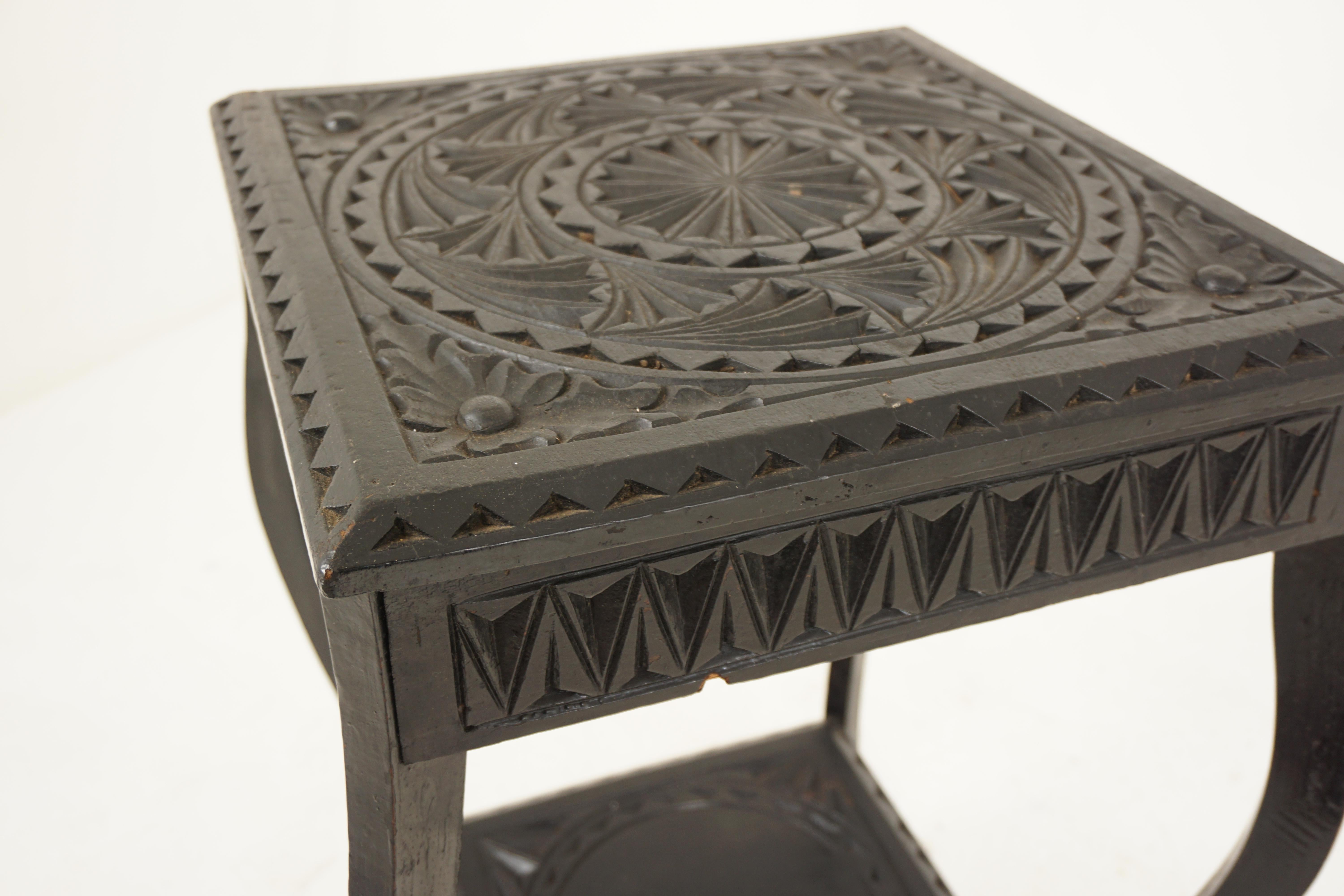 Antique Victorian Carved Oak Side Table, Hall Table, Scotland 1890, H787 4
