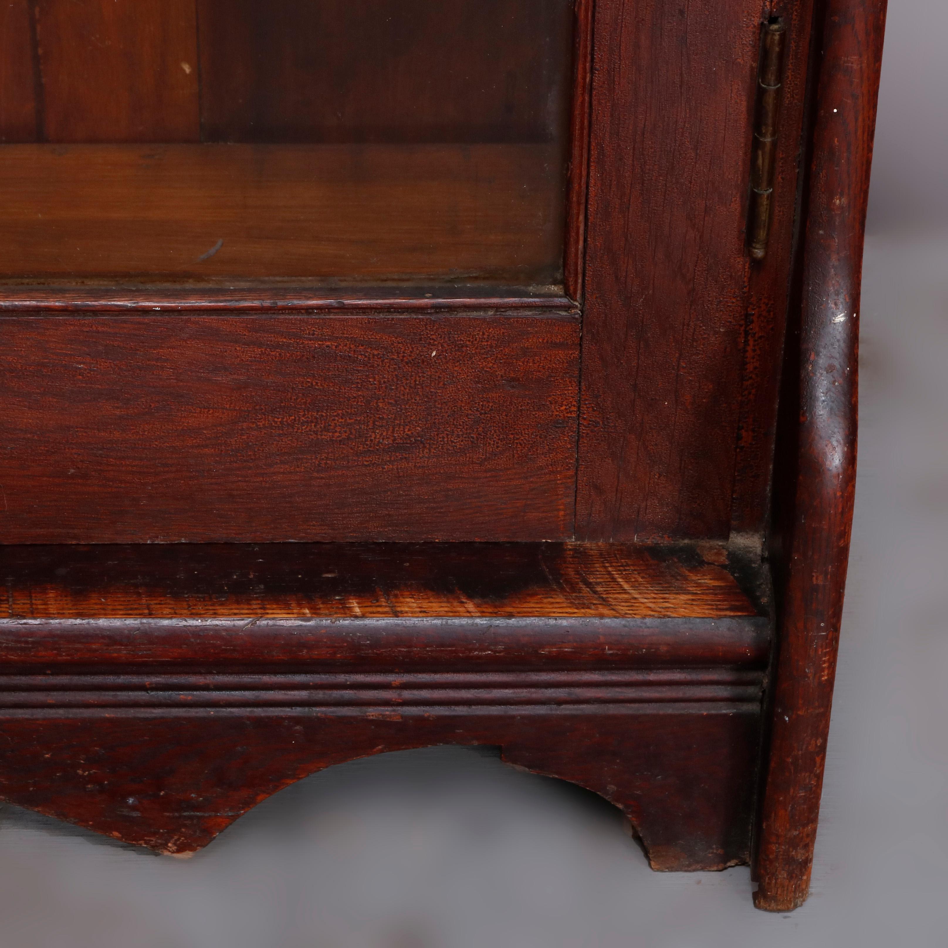 Antique Victorian Carved Oak Stick and Ball Mirrored and Enclosed Bookcase 4