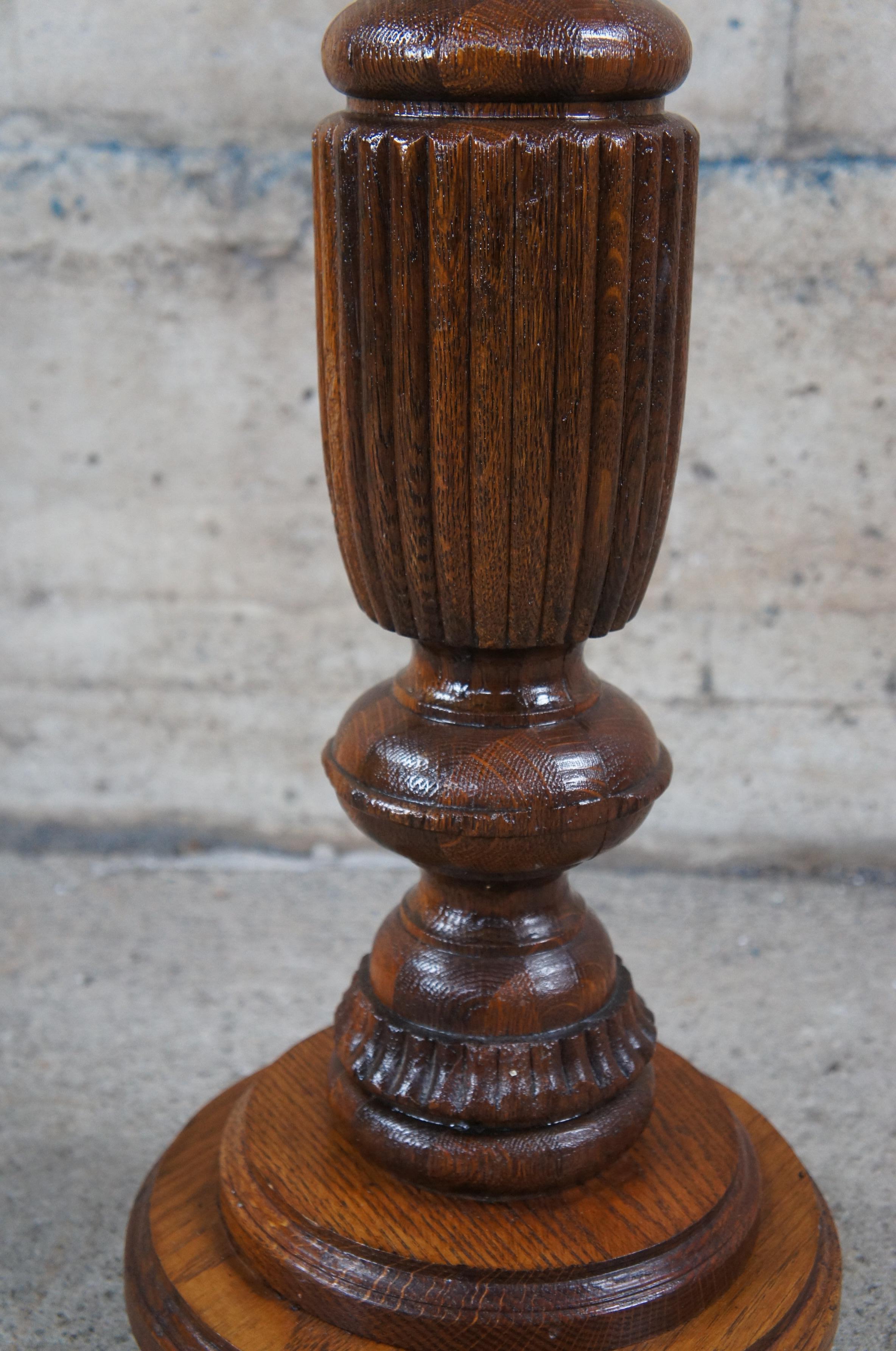 19th Century Antique Victorian Carved Oak Turned Sculpture Pedestal Plant Fern Stand 29