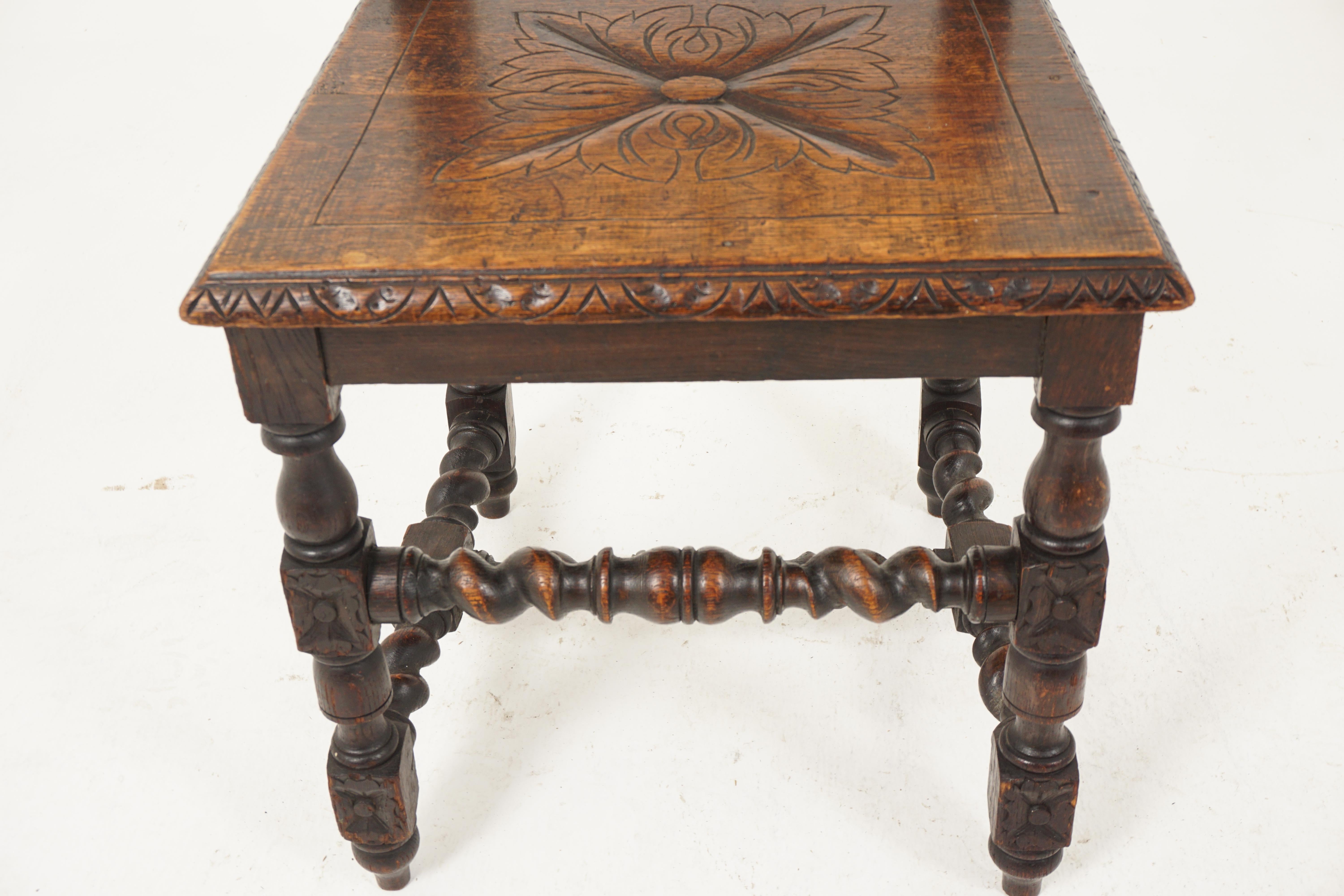 Antique Victorian Carved Oak Twist Hall Chair, Jacobsen, Scotland 1880, B2614 2