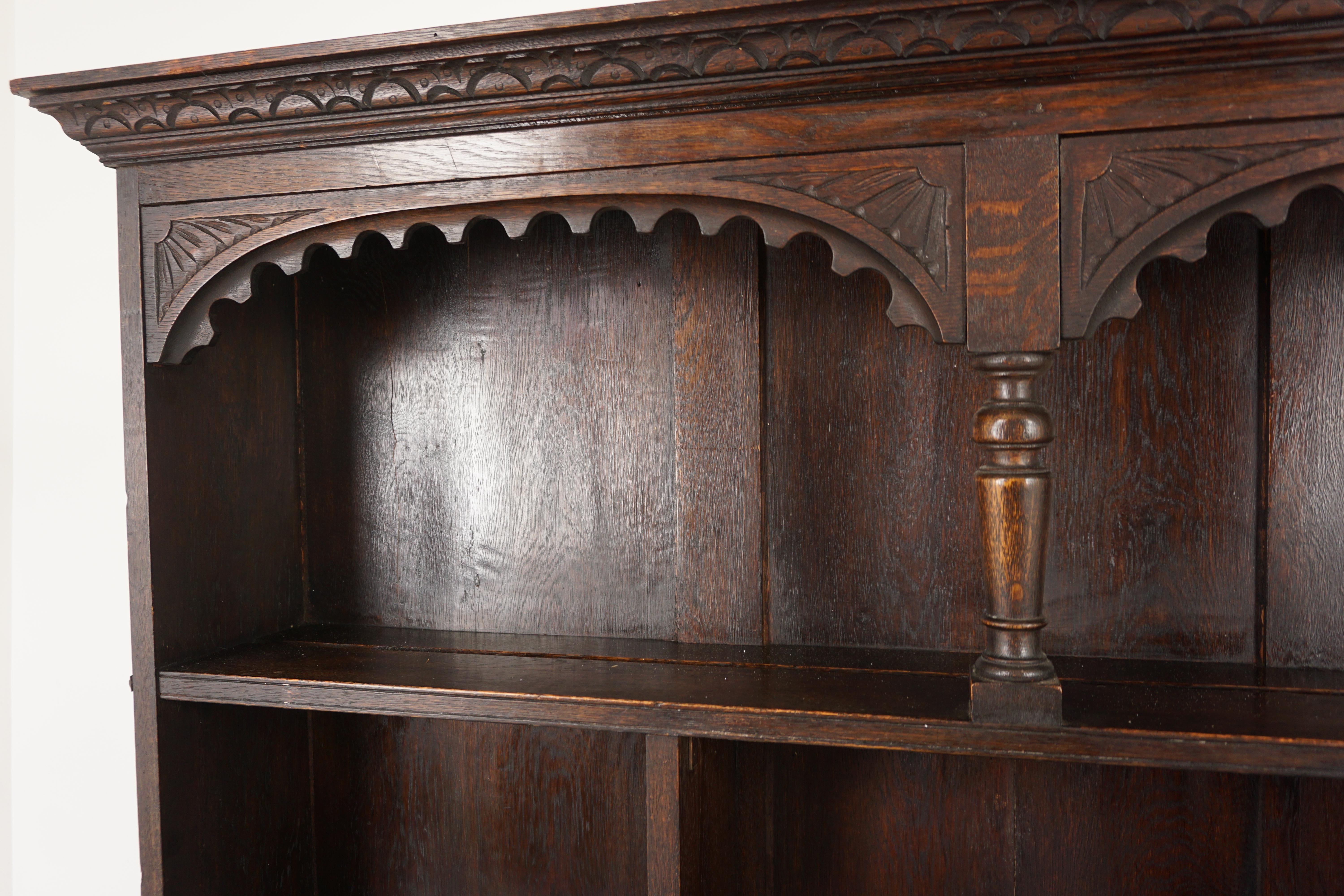 Late 19th Century Antique Victorian Carved Oak Welsh Dresser, Green Man, Scotland 1880, H1039 For Sale