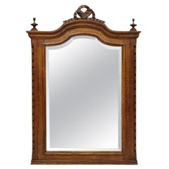 Antique Victorien Miroir mural en verre biseauté sculpté en Wood Wood Oak
